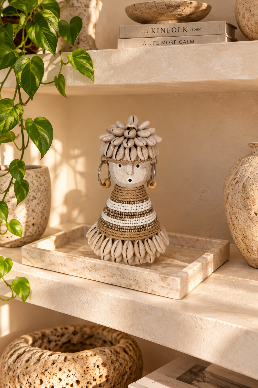 Statuettes bohèmes en coquillages cauris
