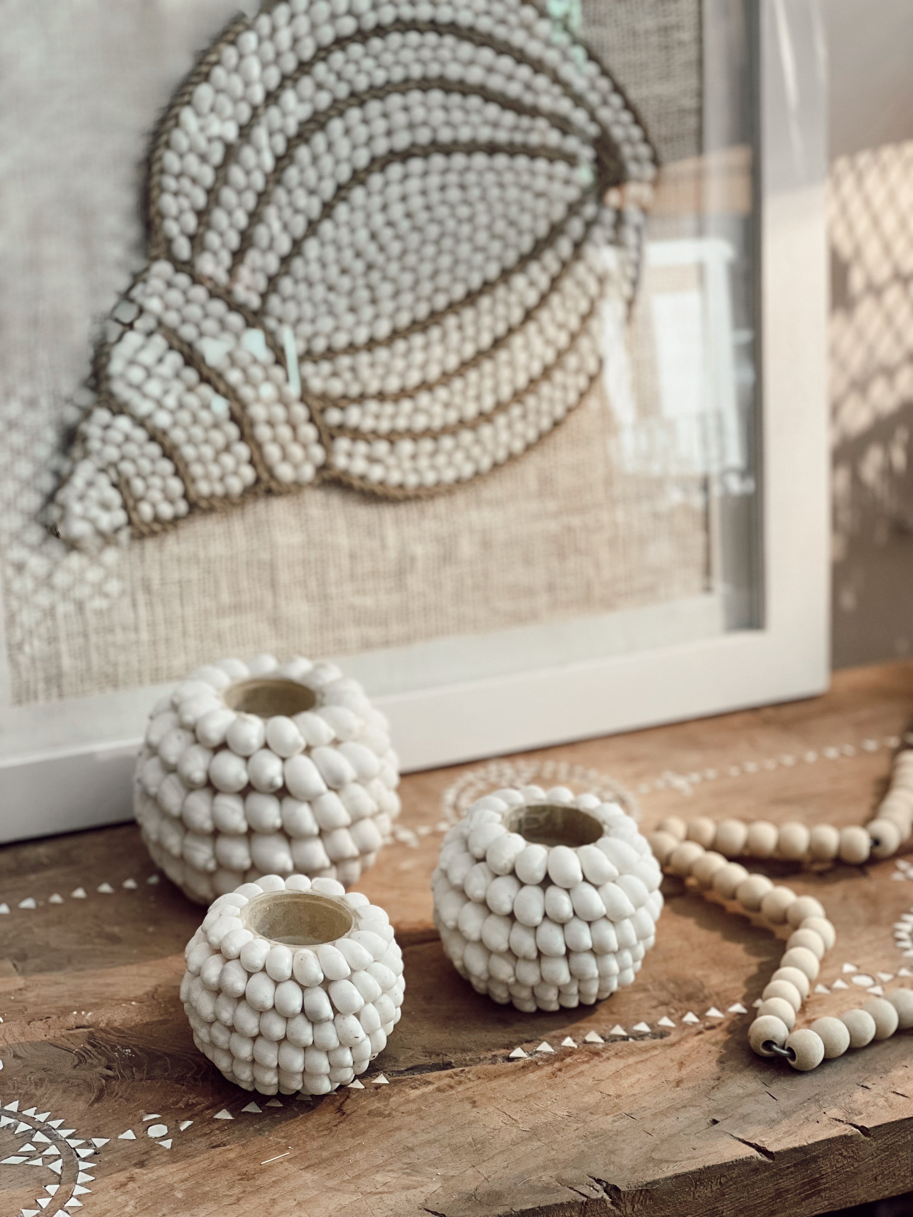 Bougeoir photophore en coquillages