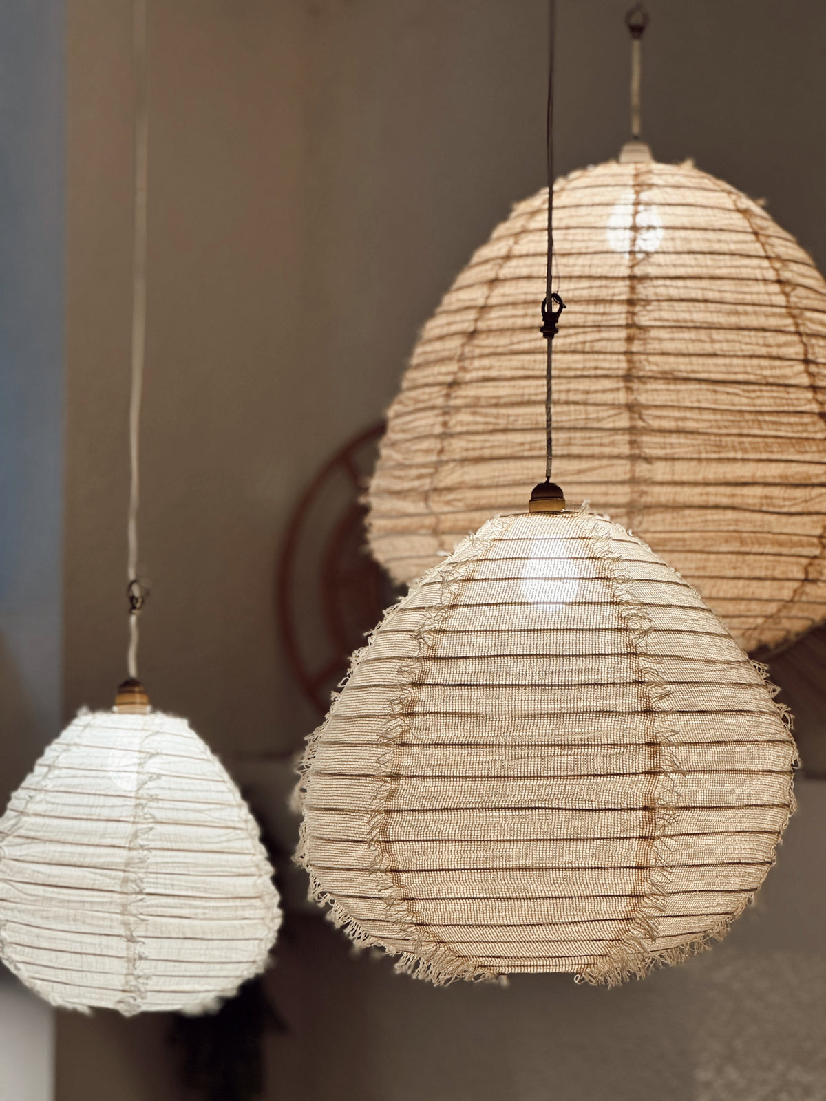 Pack complet | 3 Suspensions Wabi Sabi & Applique plafonnier multiple