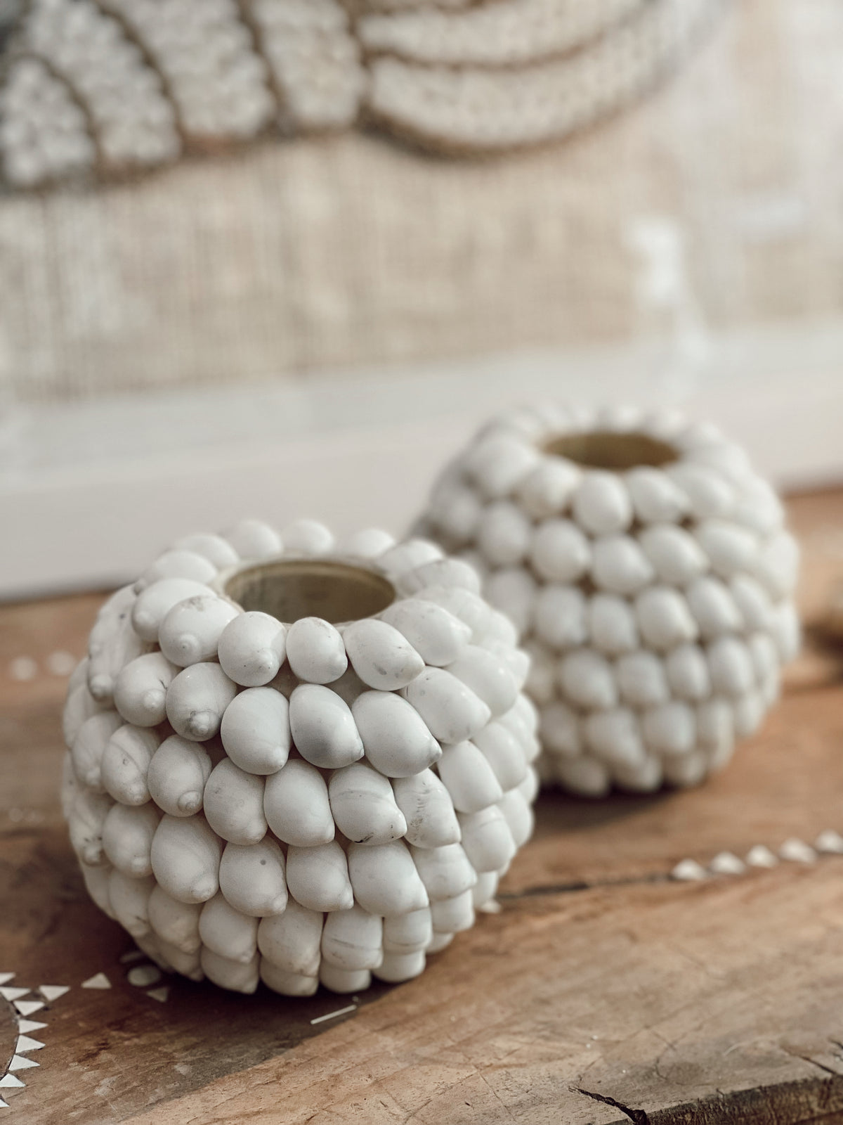 Bougeoir photophore en coquillages