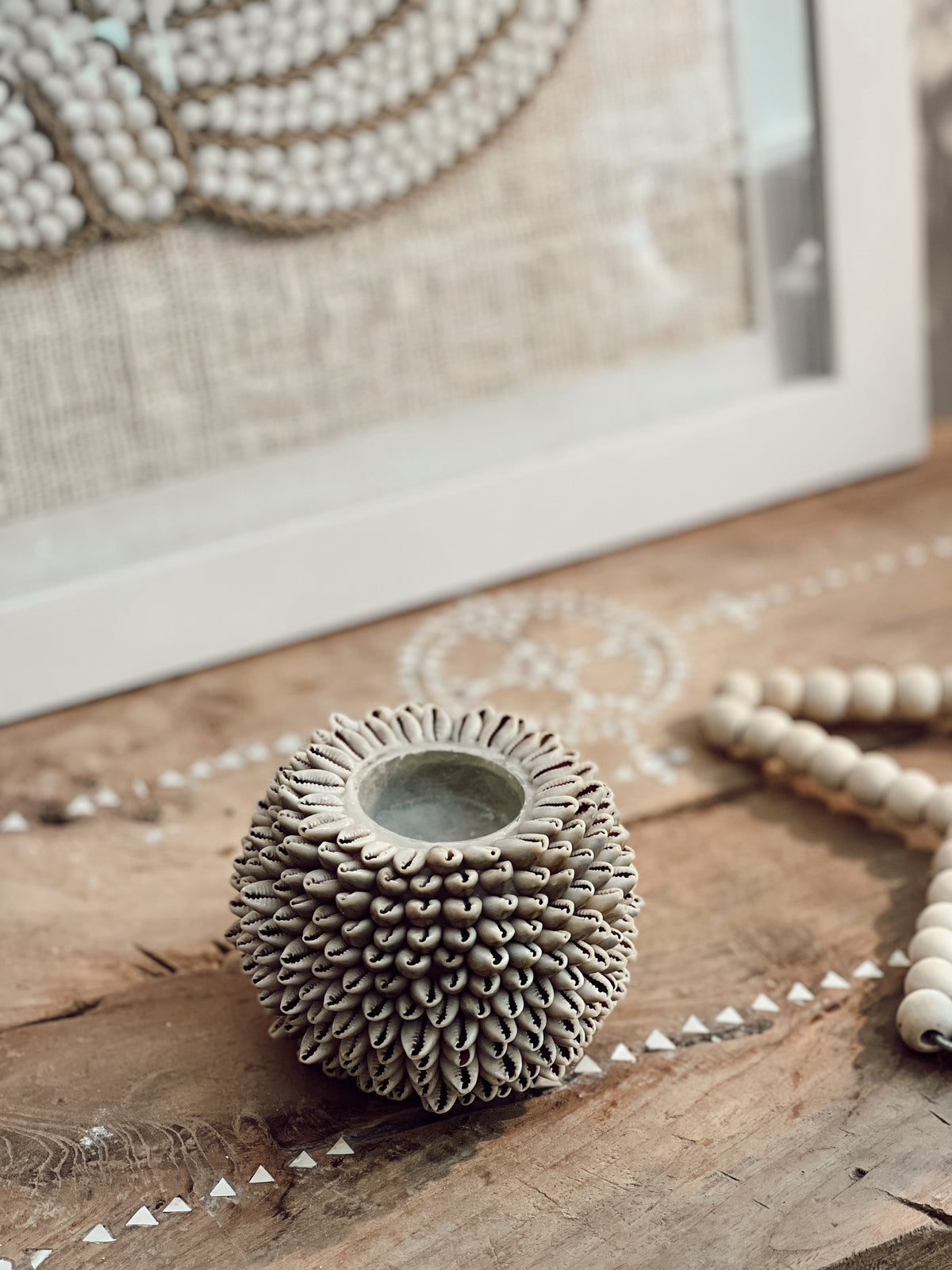 Bougeoir photophore en coquillages