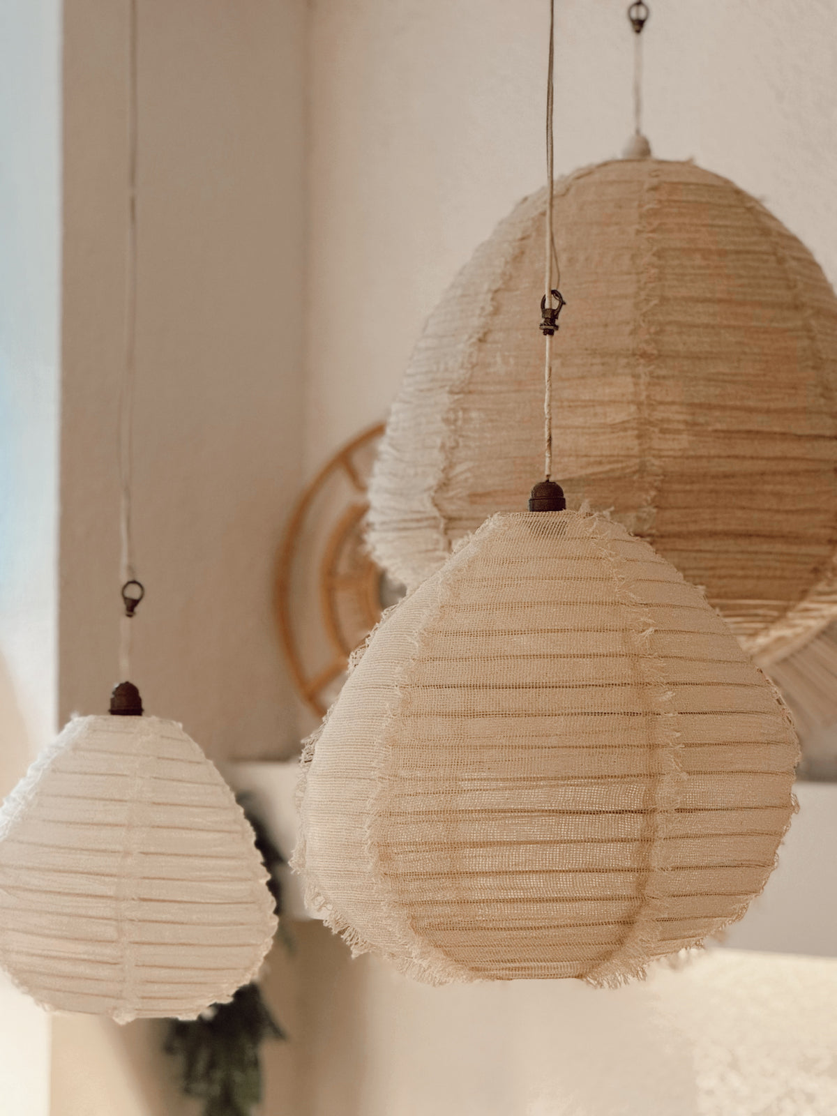 Pack complet | 3 Suspensions Wabi Sabi & Applique plafonnier multiple