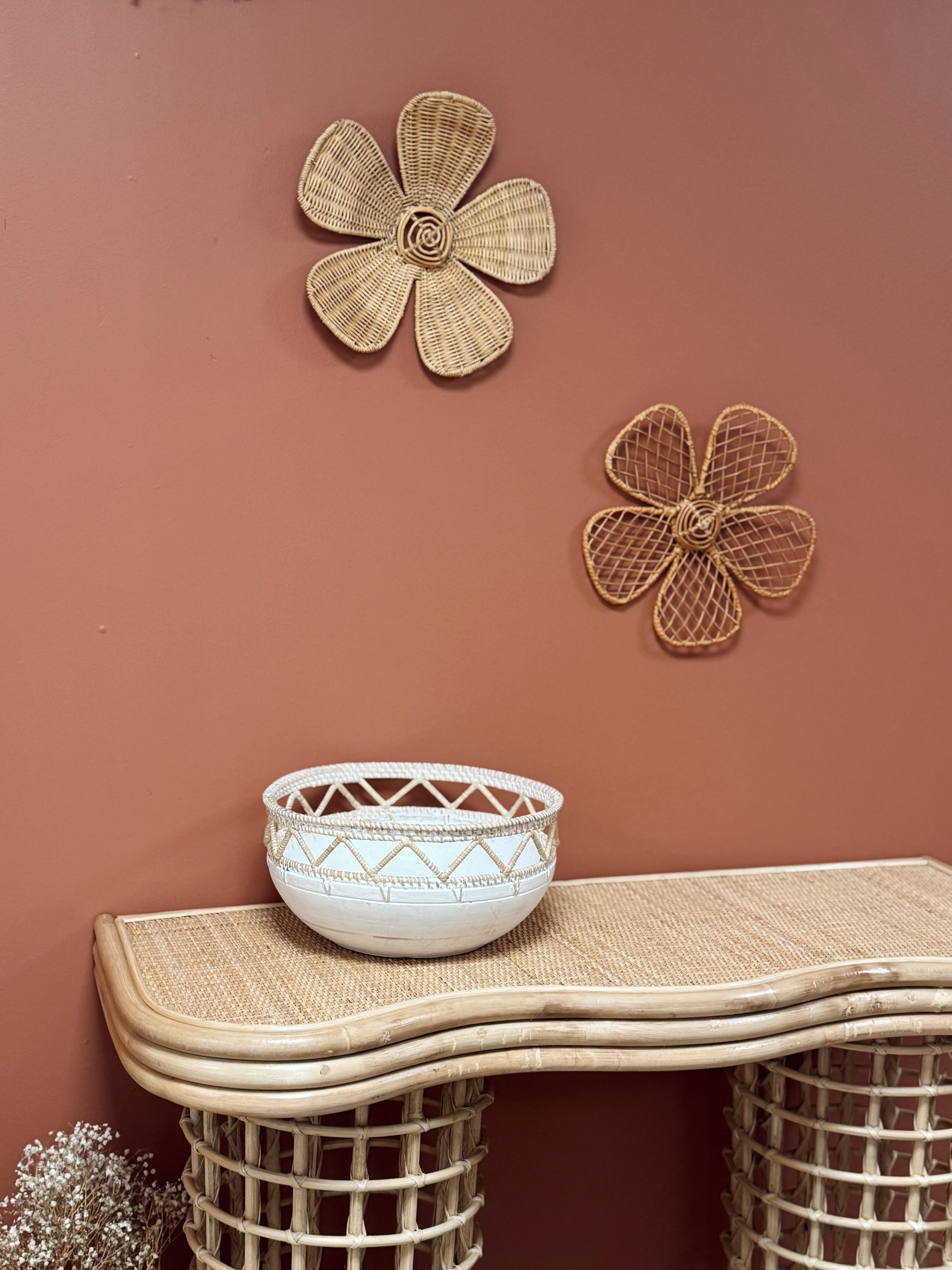 Set déco mural fleurs en rotin