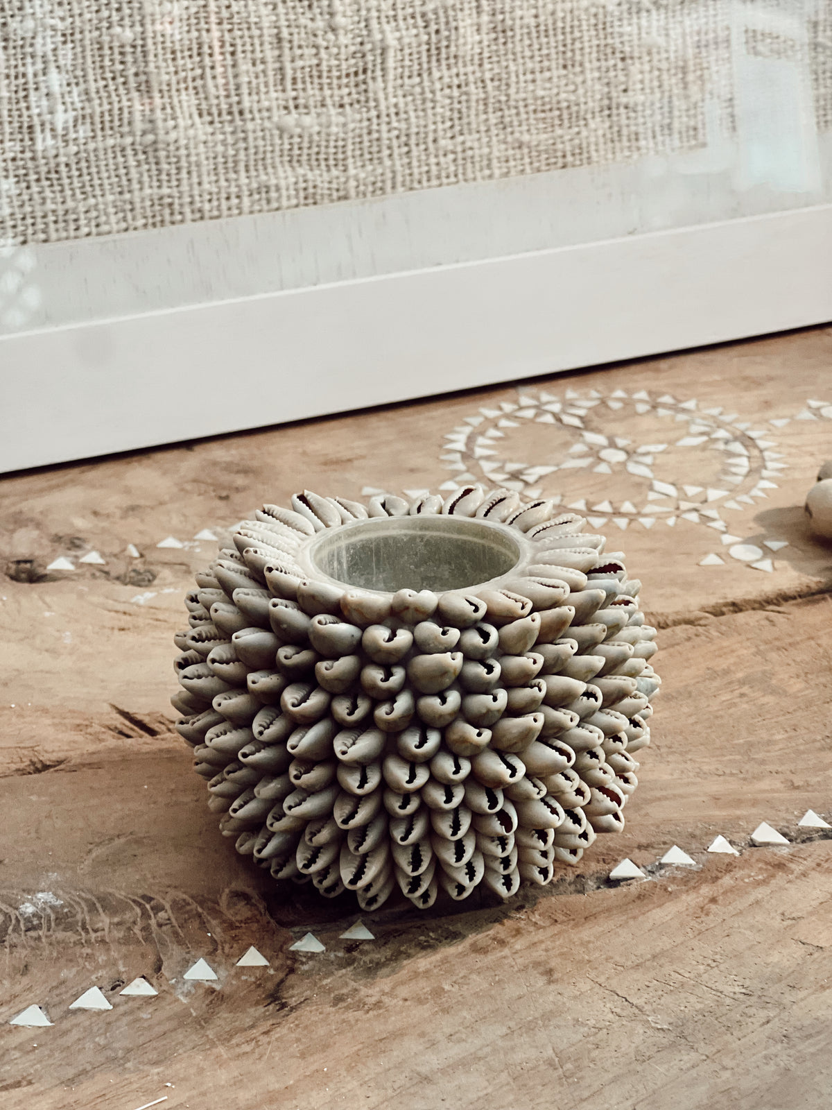 Bougeoir photophore en coquillages