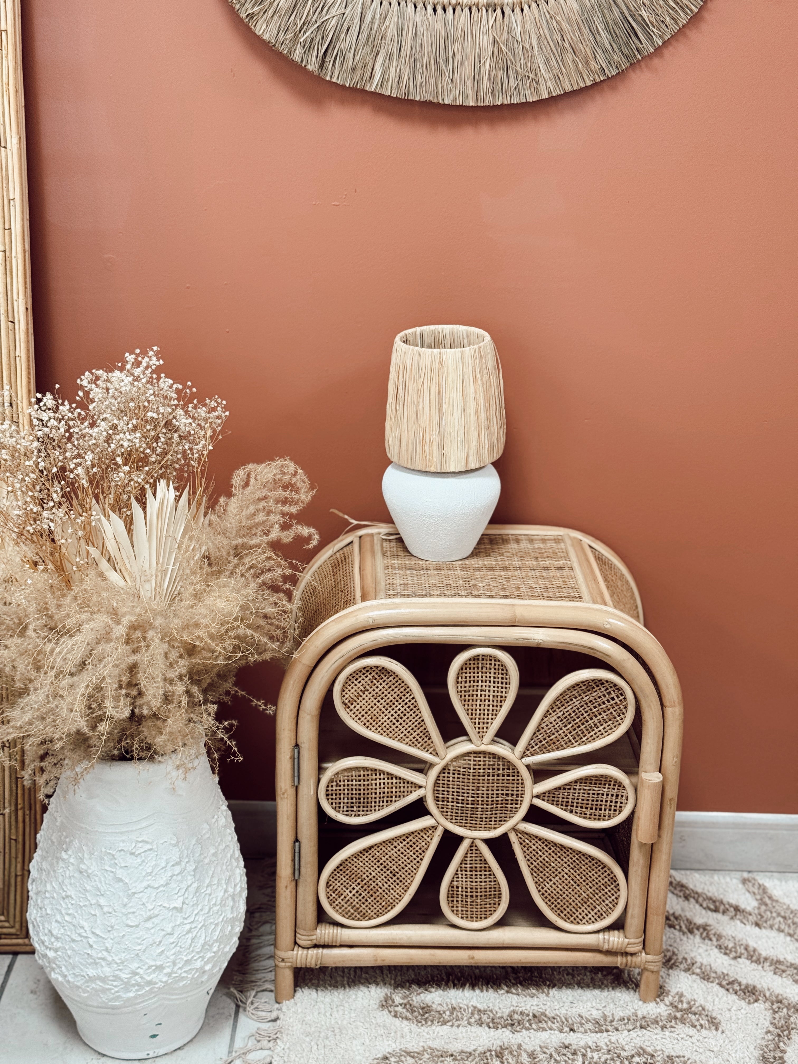 Table de chevet en rotin Flower