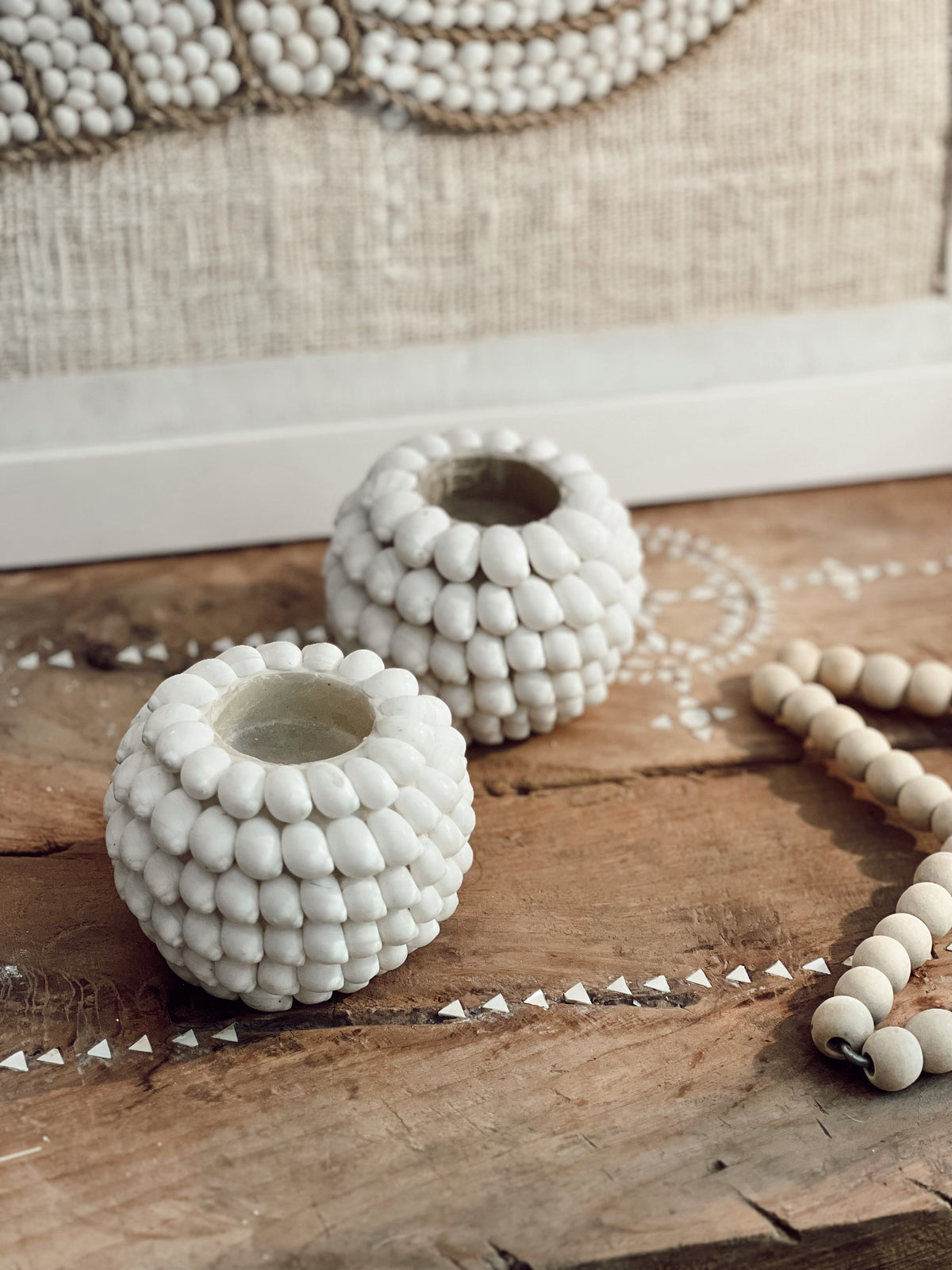 Bougeoir photophore en coquillages