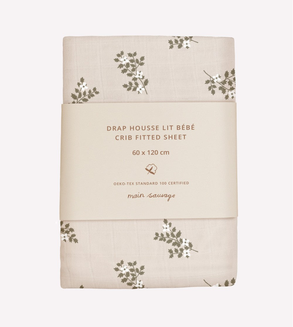 Drap housse lit bébé Holly Flowers