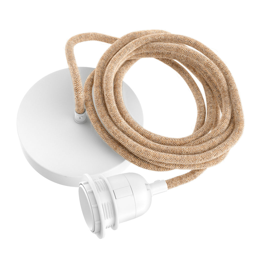 Applique plafonnier blanc et jute