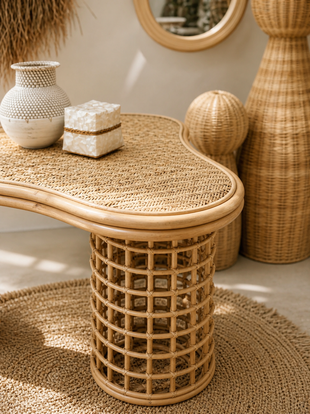 Table basse en rotin Moa