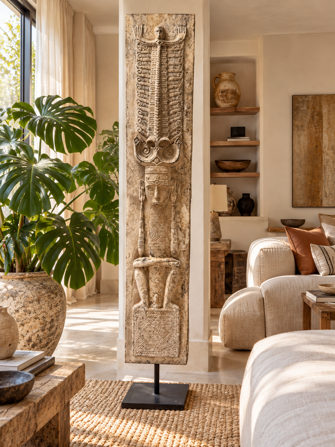 Sculpture ancienne de Bali sur pied