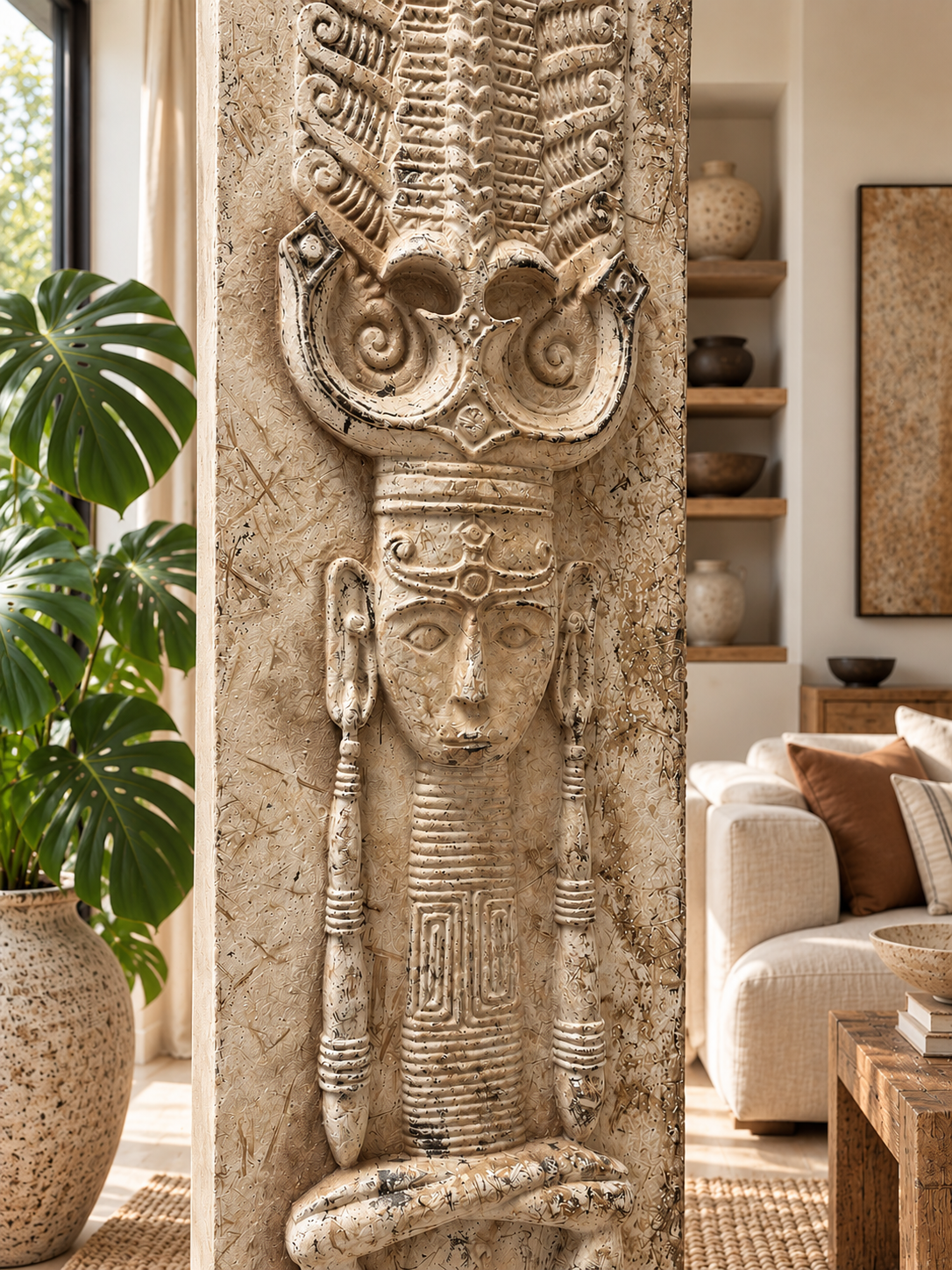 Sculpture ancienne de Bali sur pied