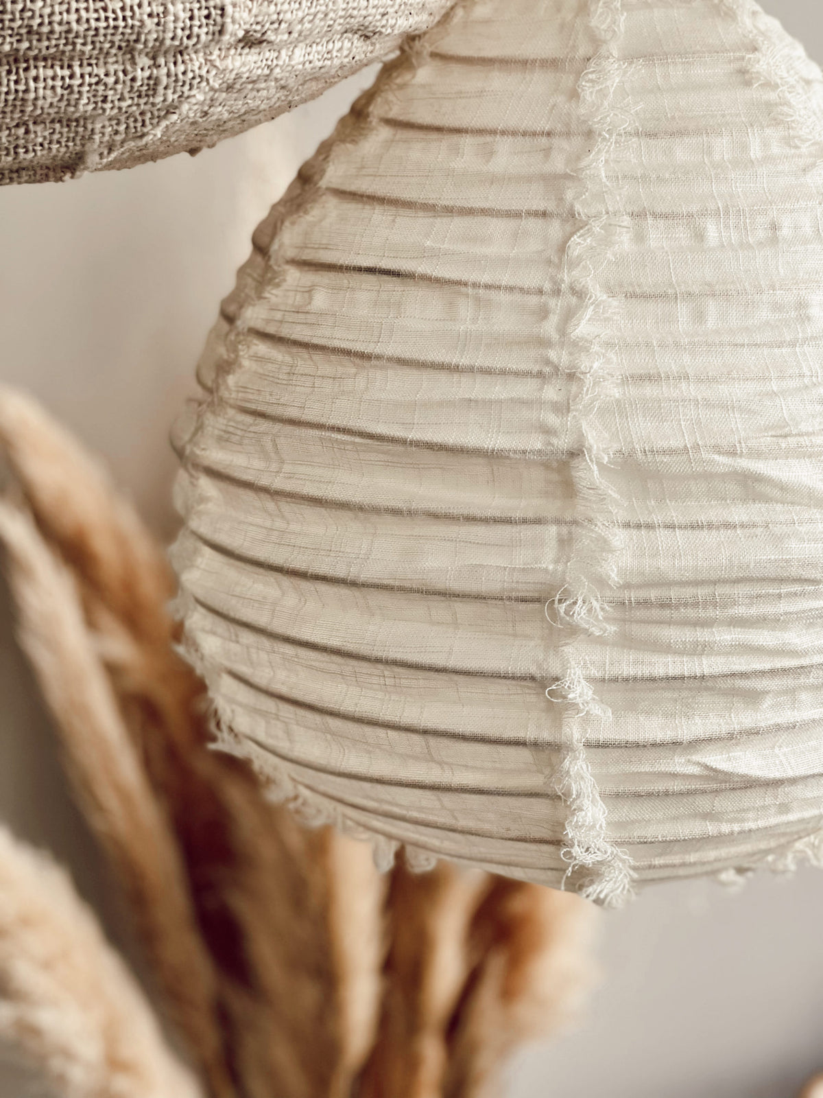 White Wabi Sabi linen hanging lamp