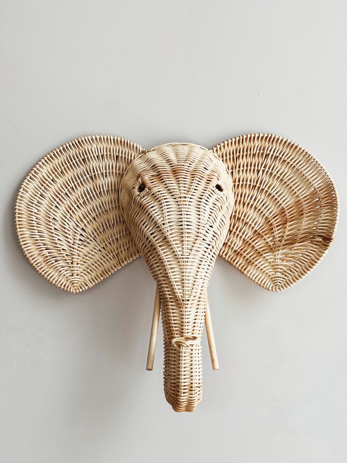Rattan Elephant Head Wall Decor