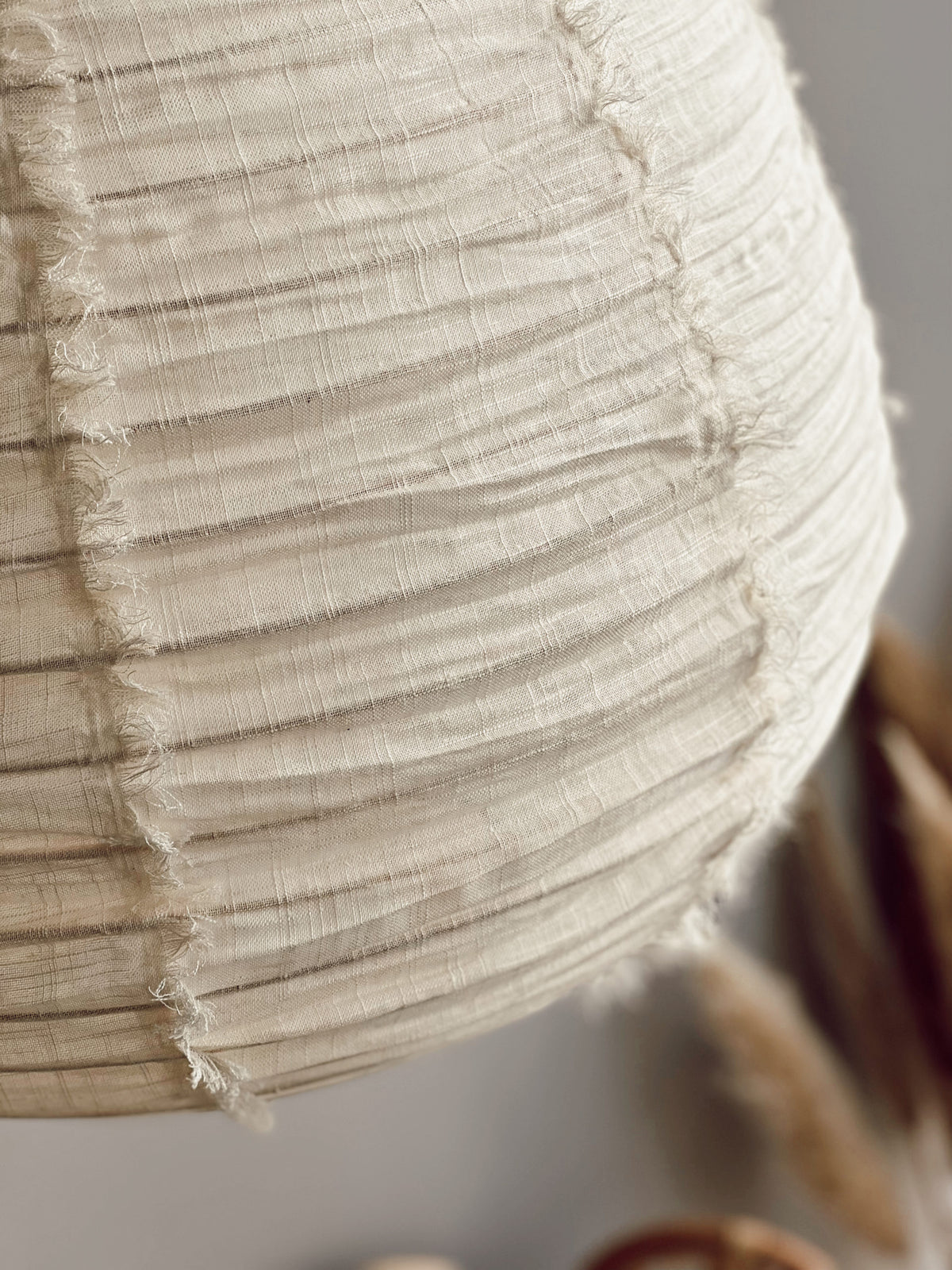 White Wabi Sabi linen hanging lamp