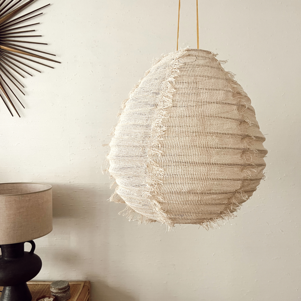 Wabi Sabi Natural linen hanging lamp