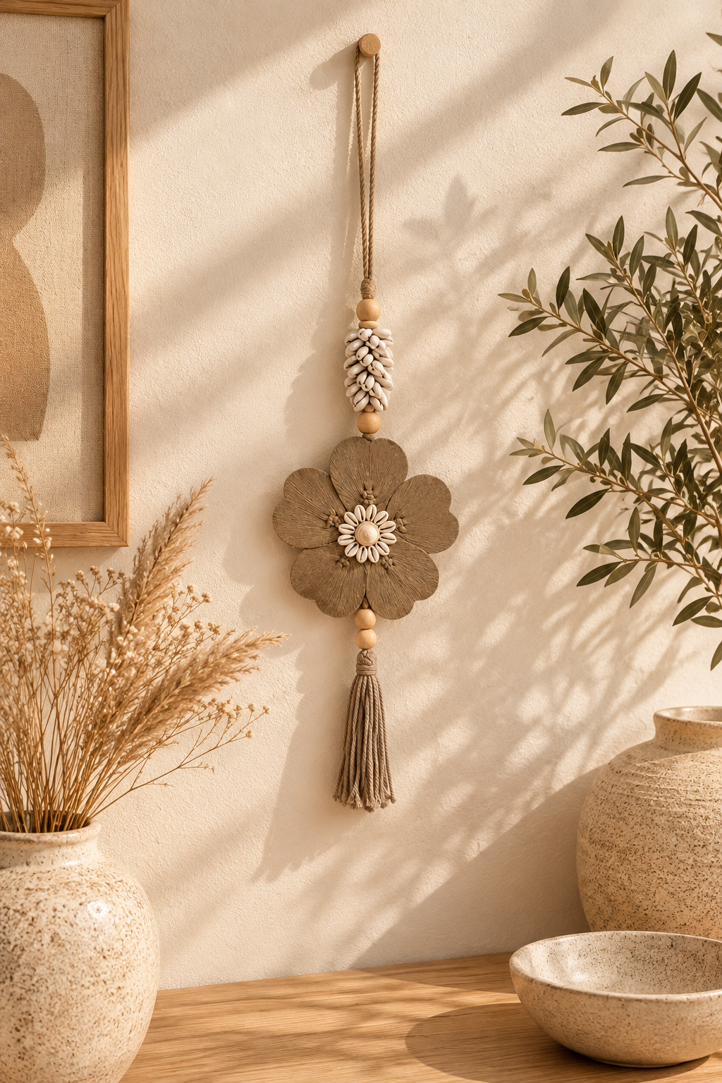 Suspension murale fleur & coquillages