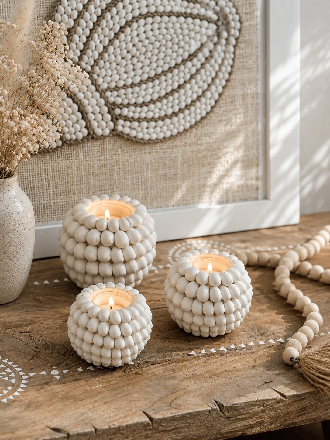 Bougeoir photophore en coquillages