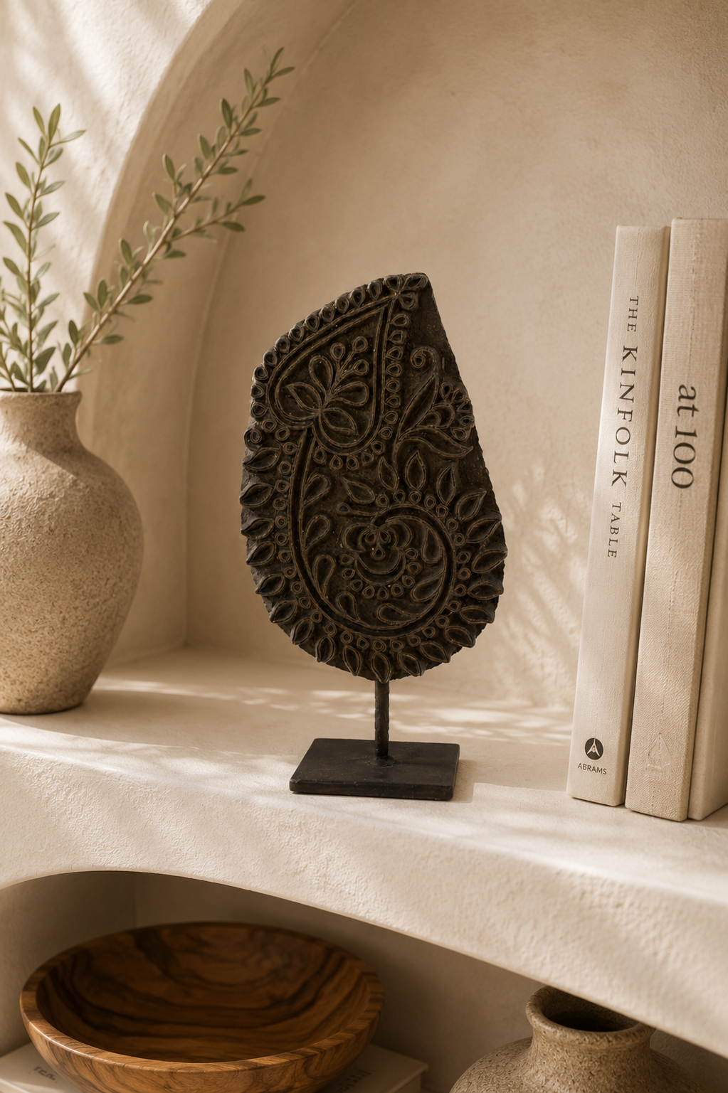 Bloc print indien ancien sur socle
