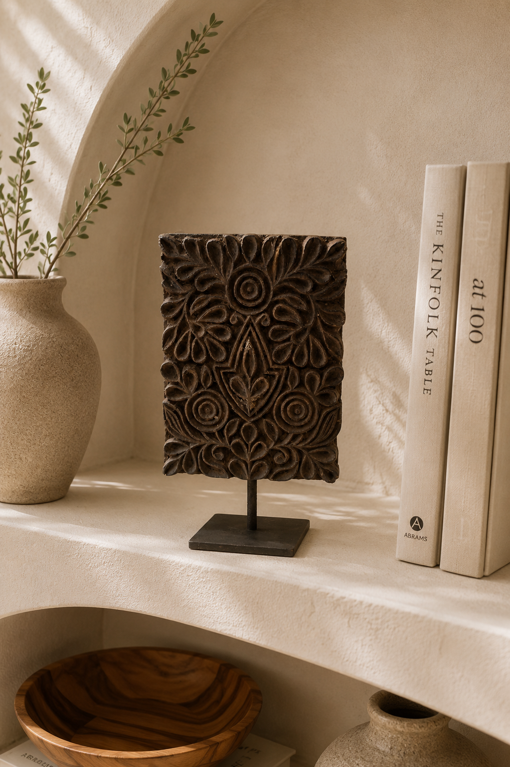 Bloc print indien ancien sur socle