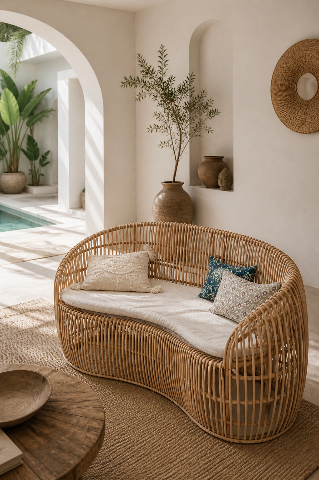 Banquette Lombok en rotin