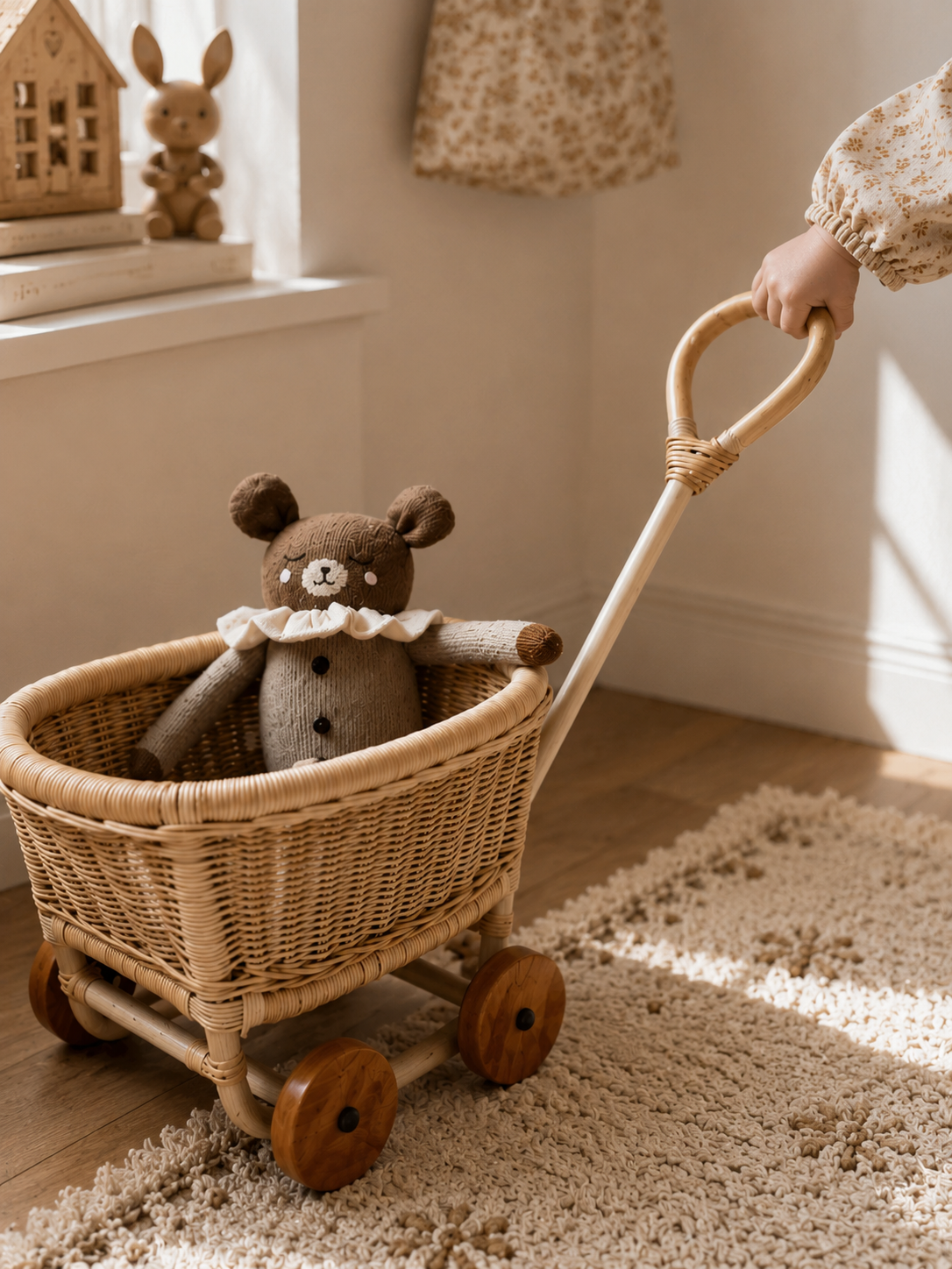 Chariot en rotin pour enfant