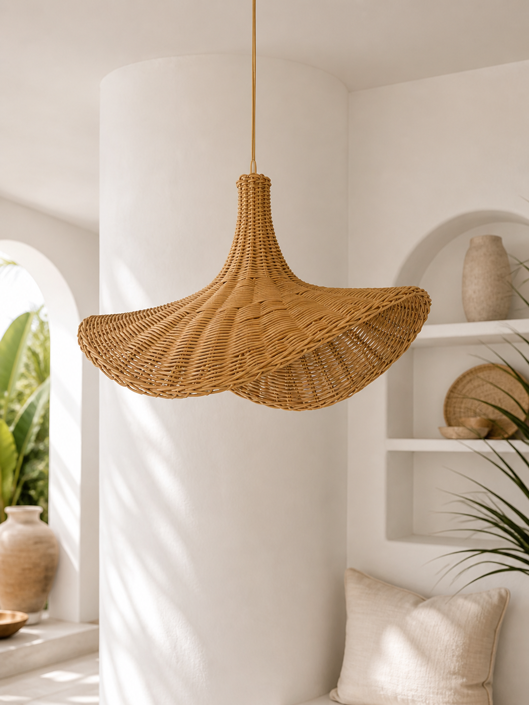 Suspension Solis en rotin naturel