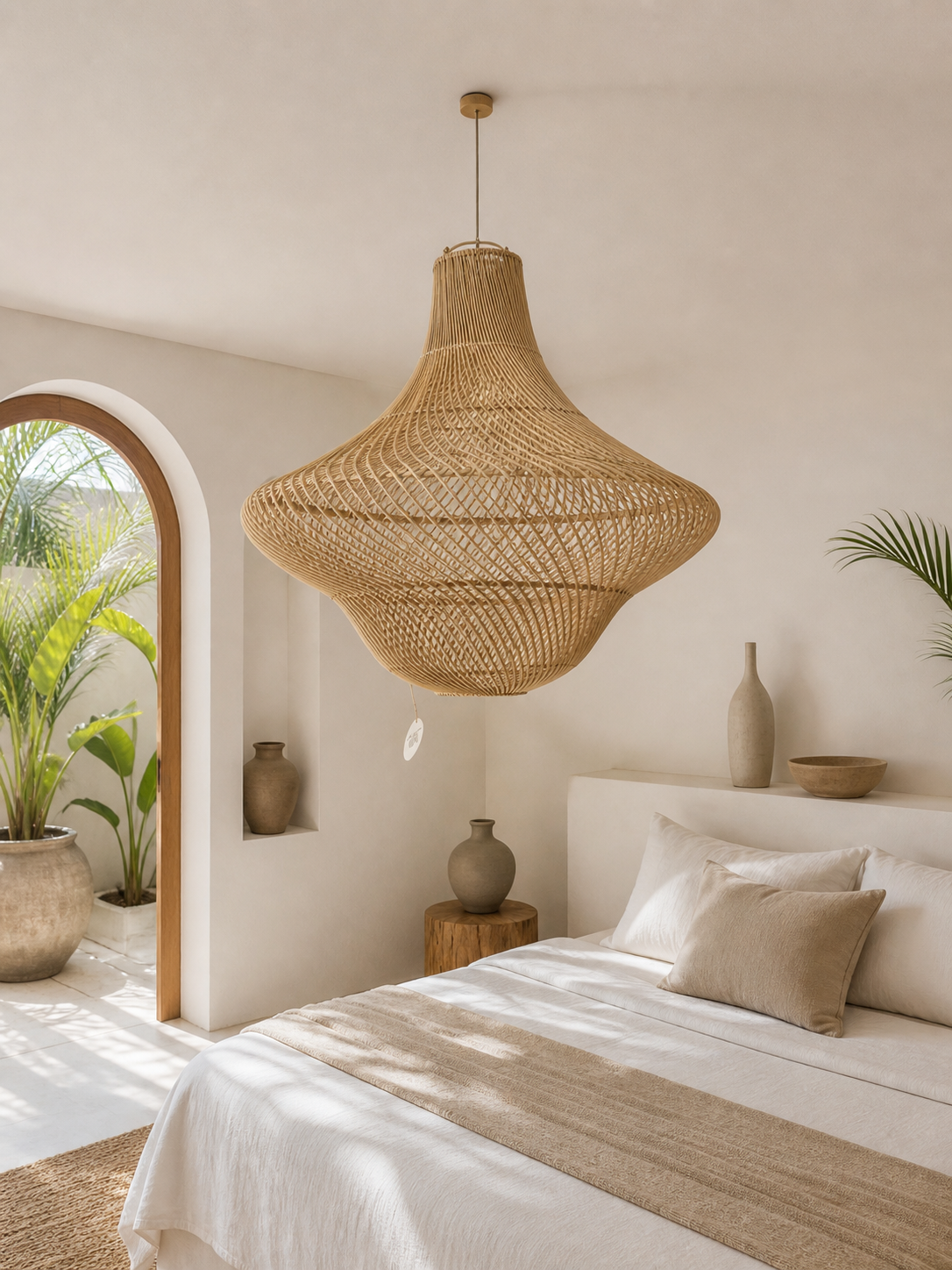 Suspension Tulum en rotin naturel