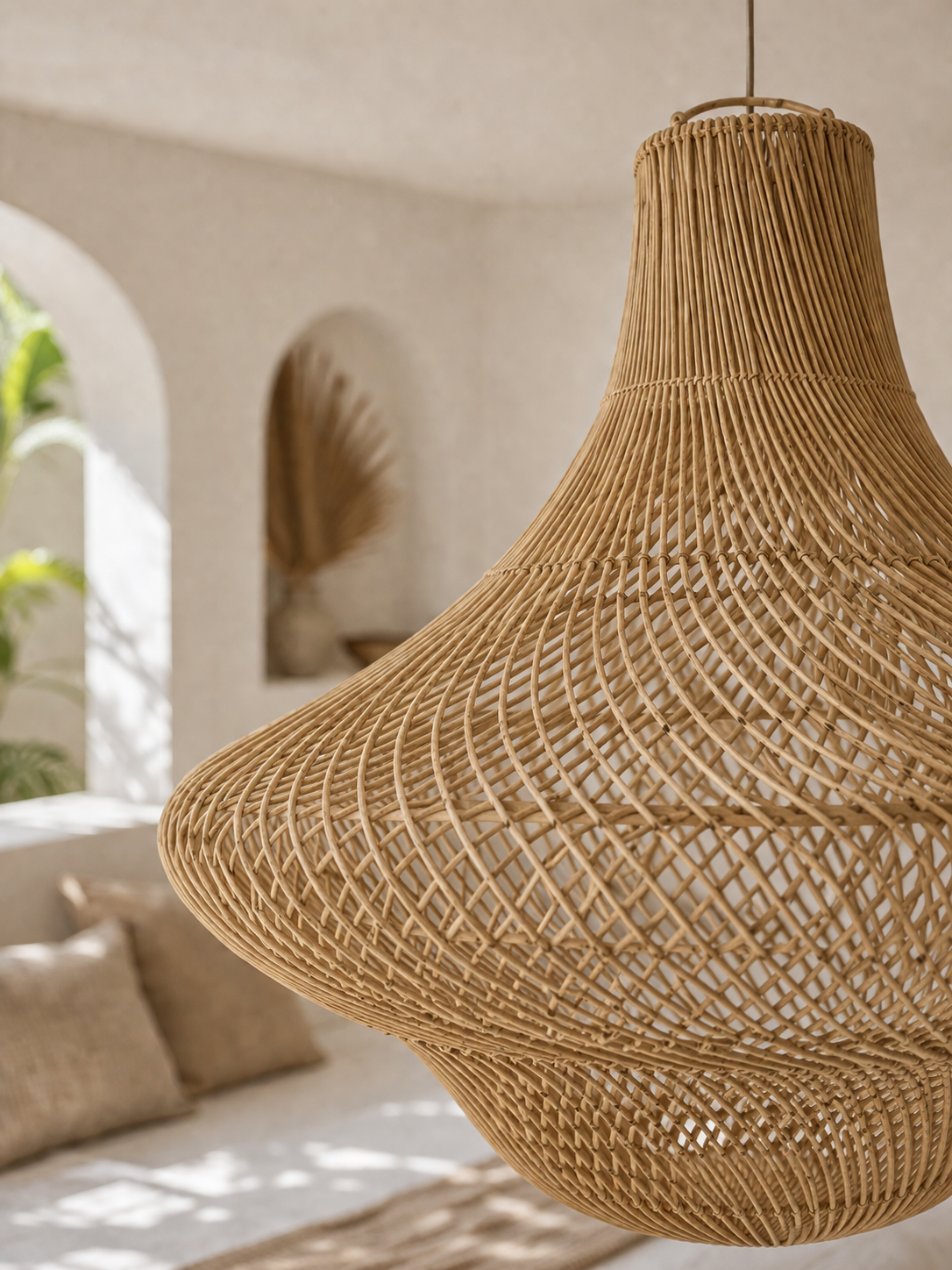 Suspension Tulum en rotin naturel