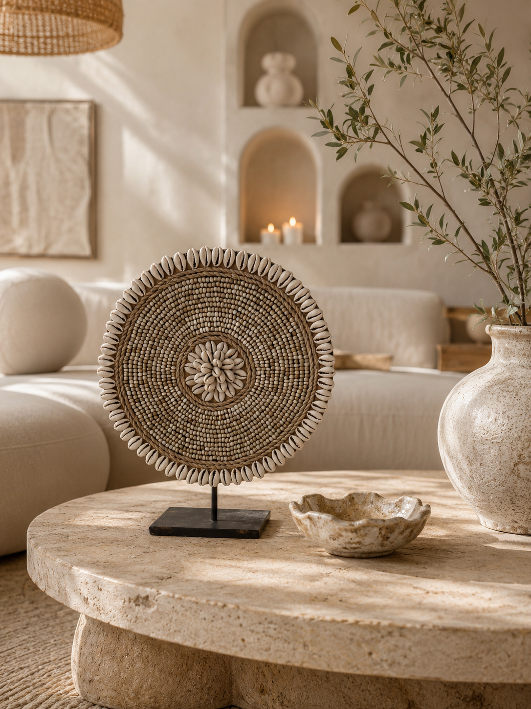 Décoration coquillages sur socle