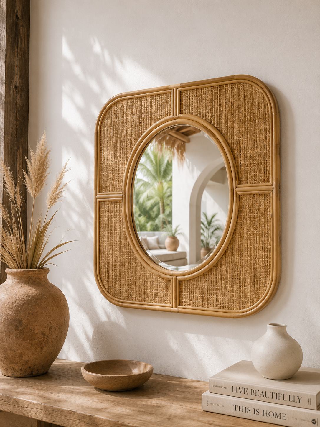 Miroir en rotin ilios