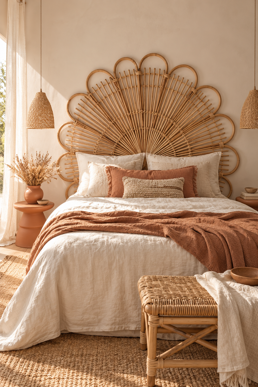 Tête de lit Solana en rotin naturel