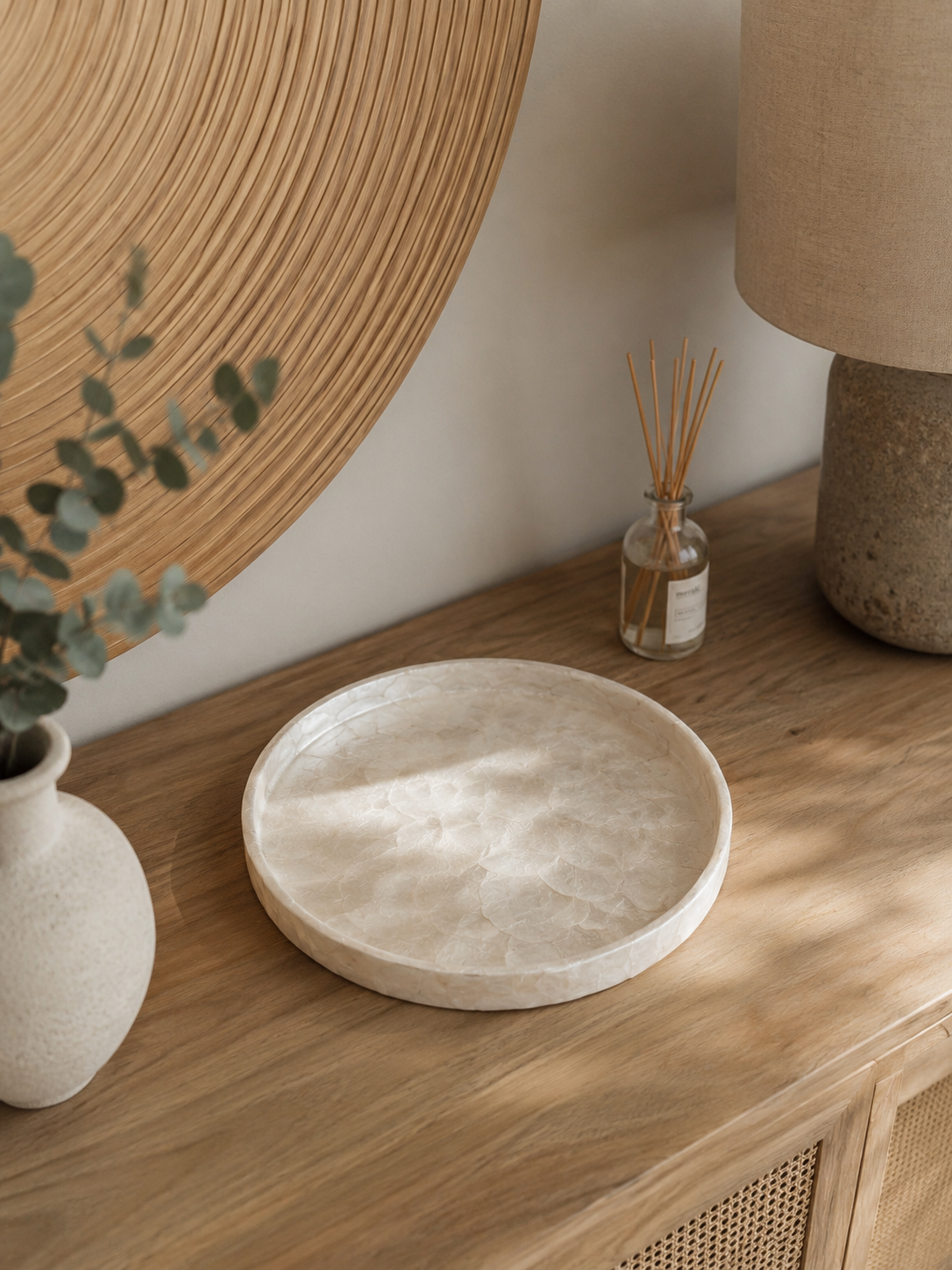 Plateau Rond en Nacre Naturelle