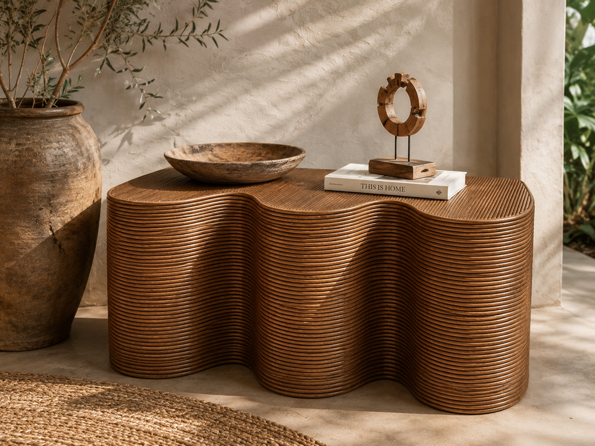 Banc Milo en rotin ondulé