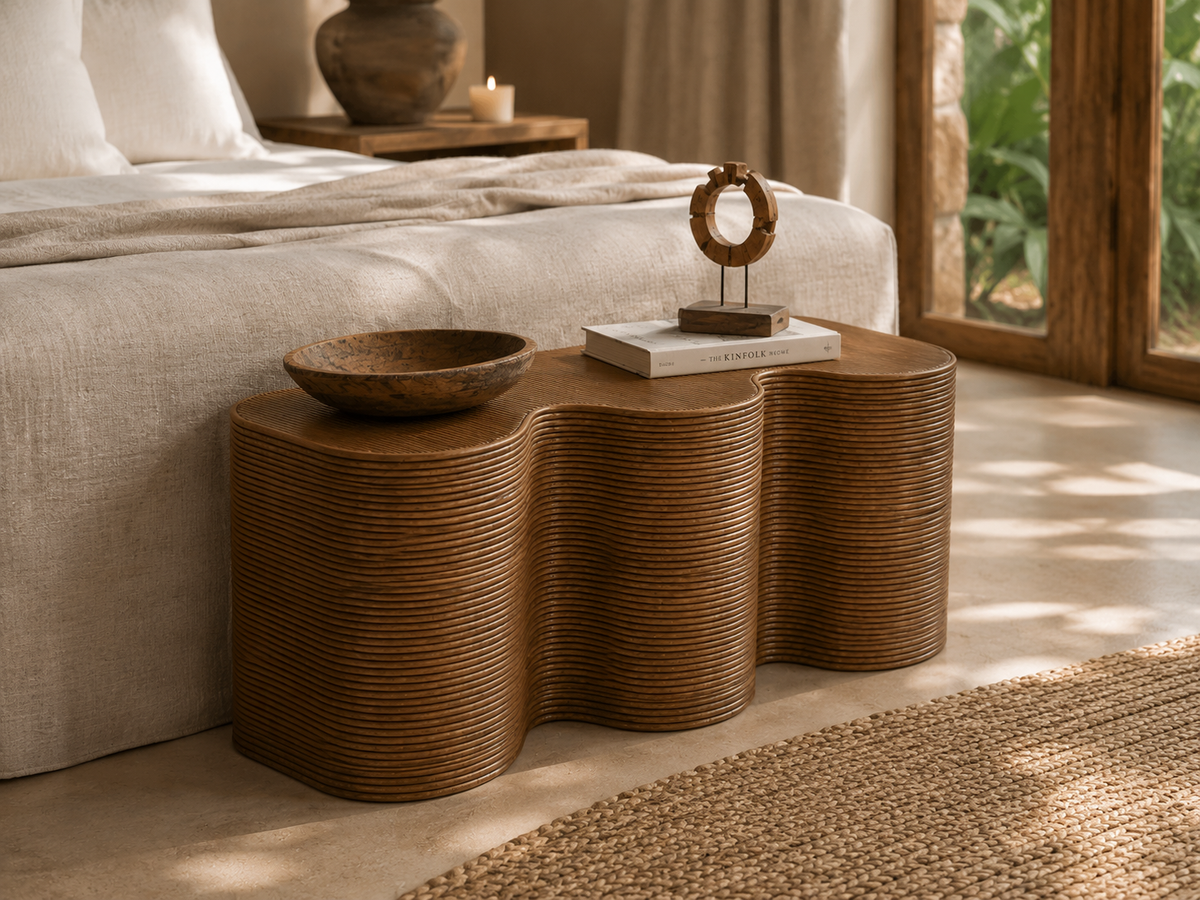 Banc Milo en rotin ondulé