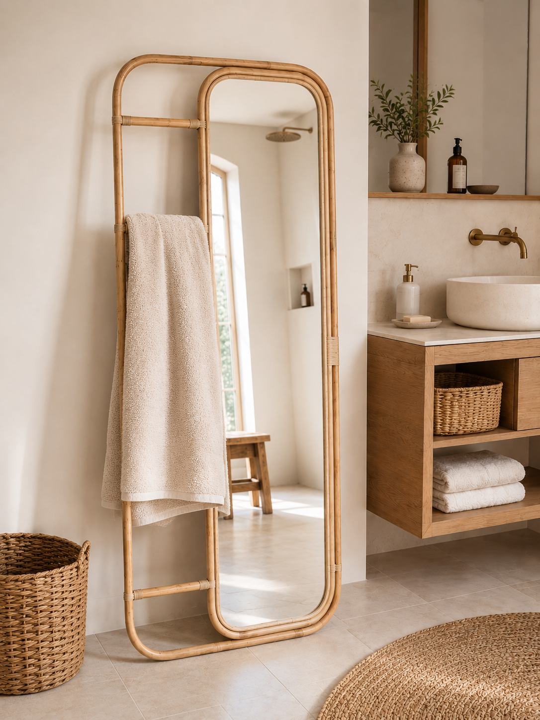 Miroir Sora en rotin