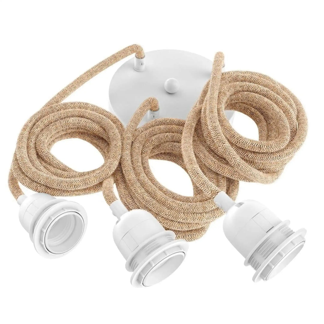 Applique plafonnier multiple en corde naturelle - Blanc