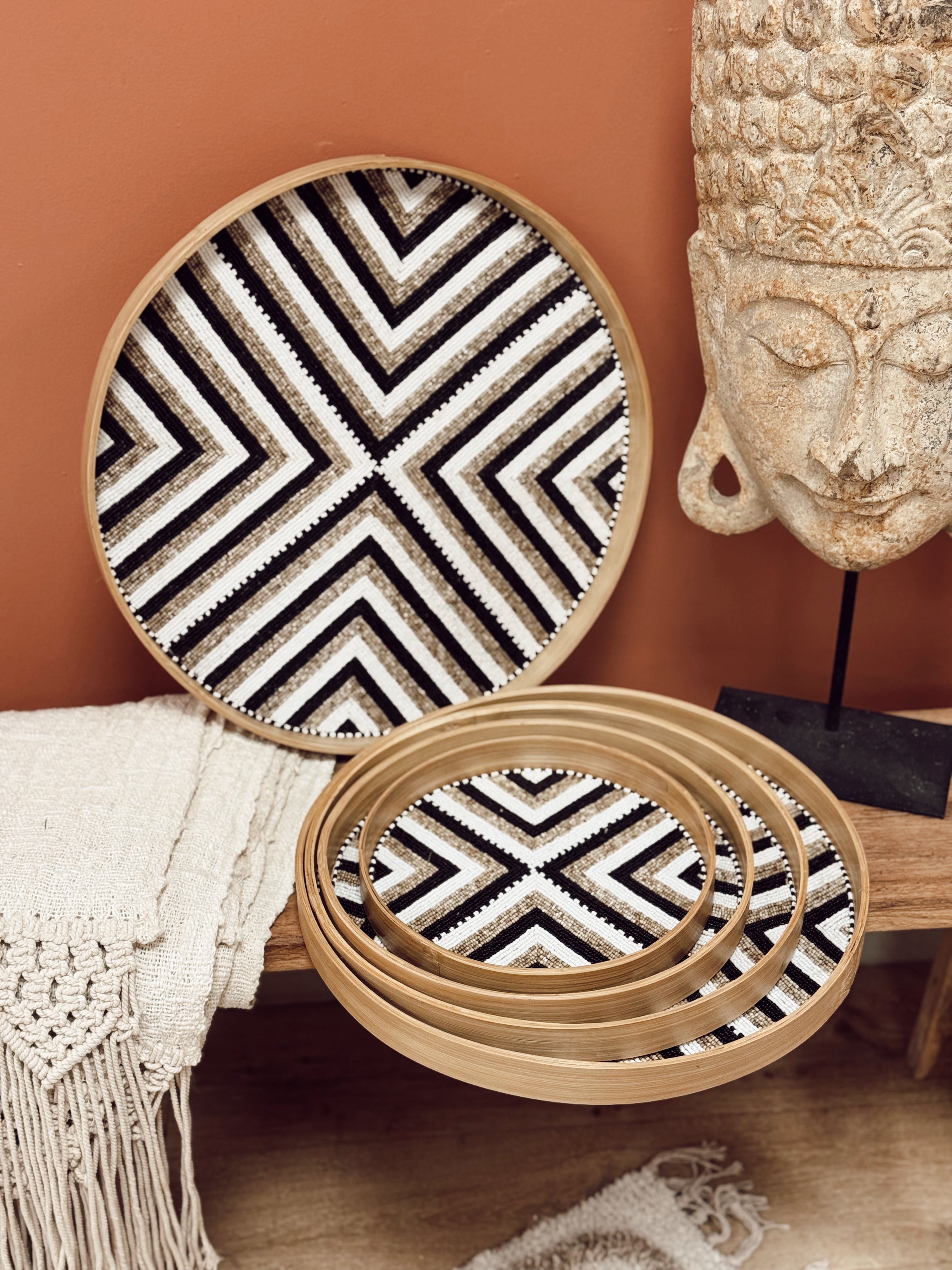 Plateau rond en perles