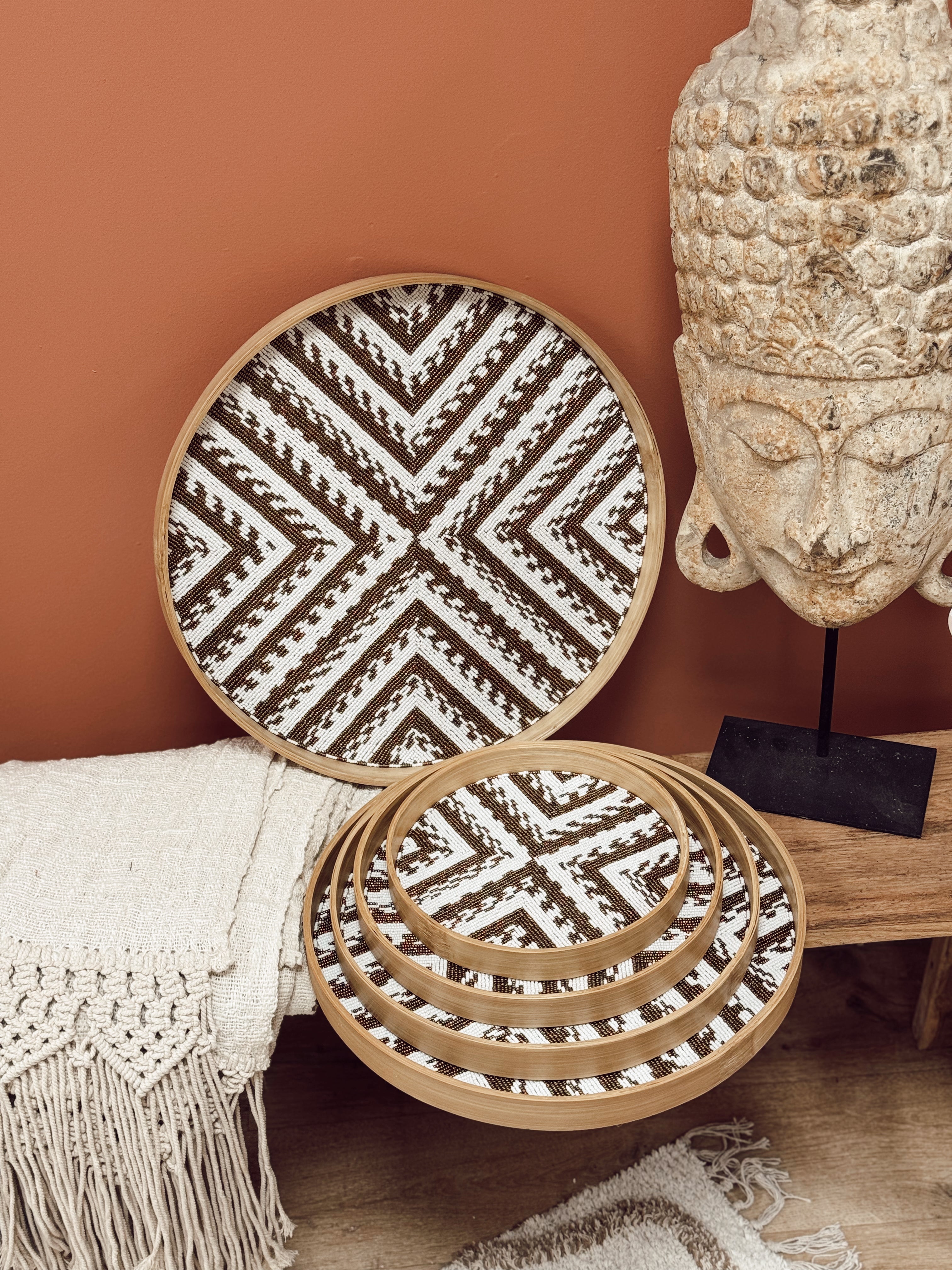 Plateau rond en perles