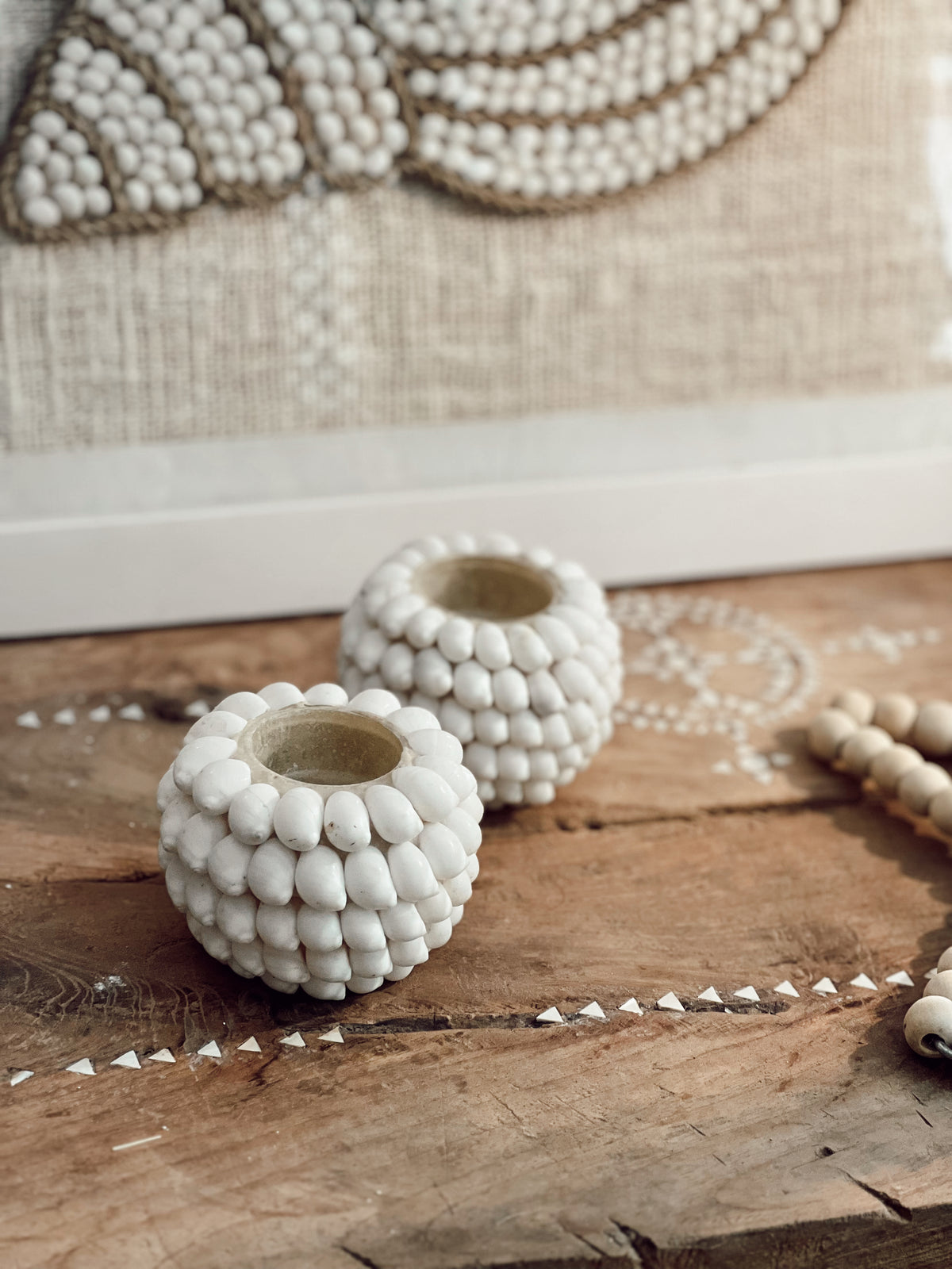 Bougeoir photophore en coquillages