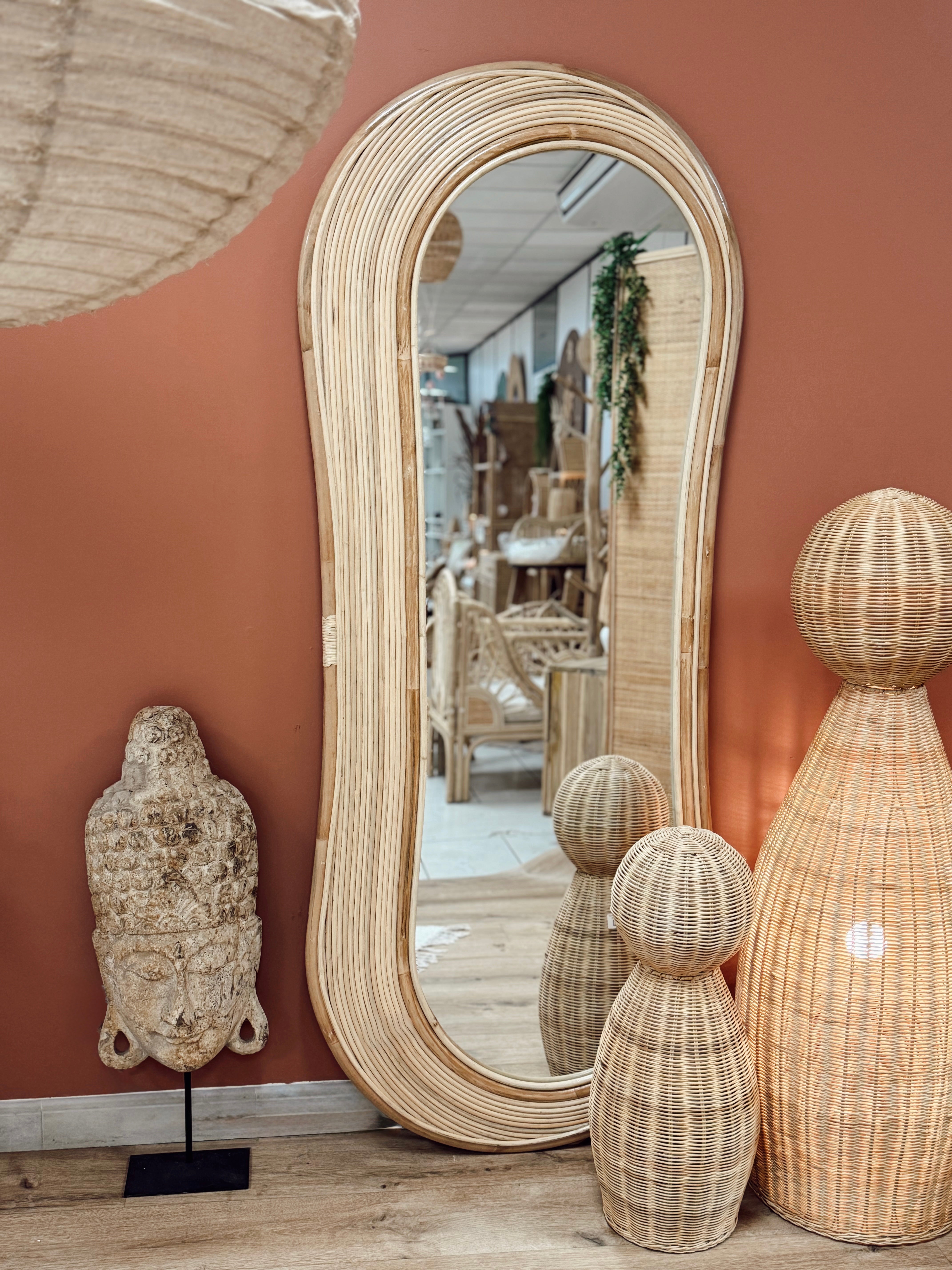 Miroir Halo en rotin