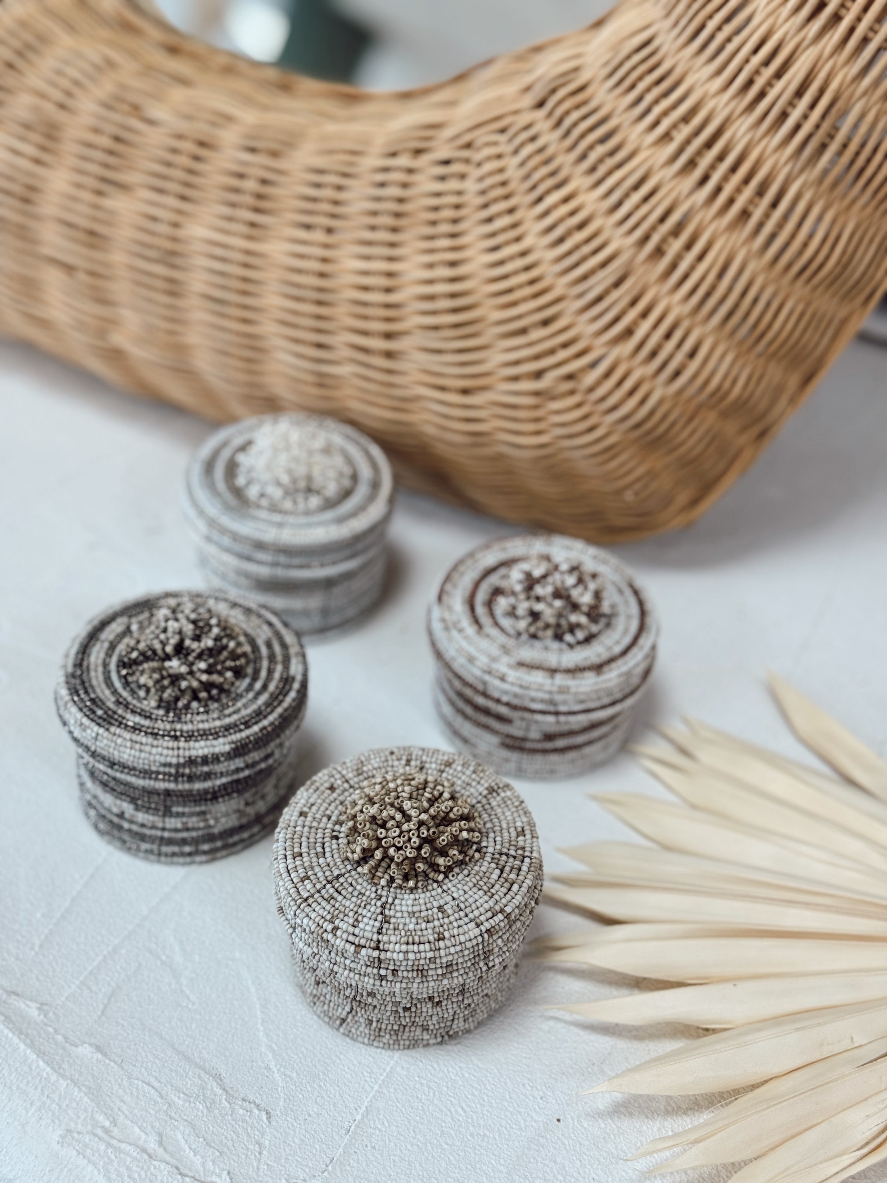 Mini boîte ronde en perles