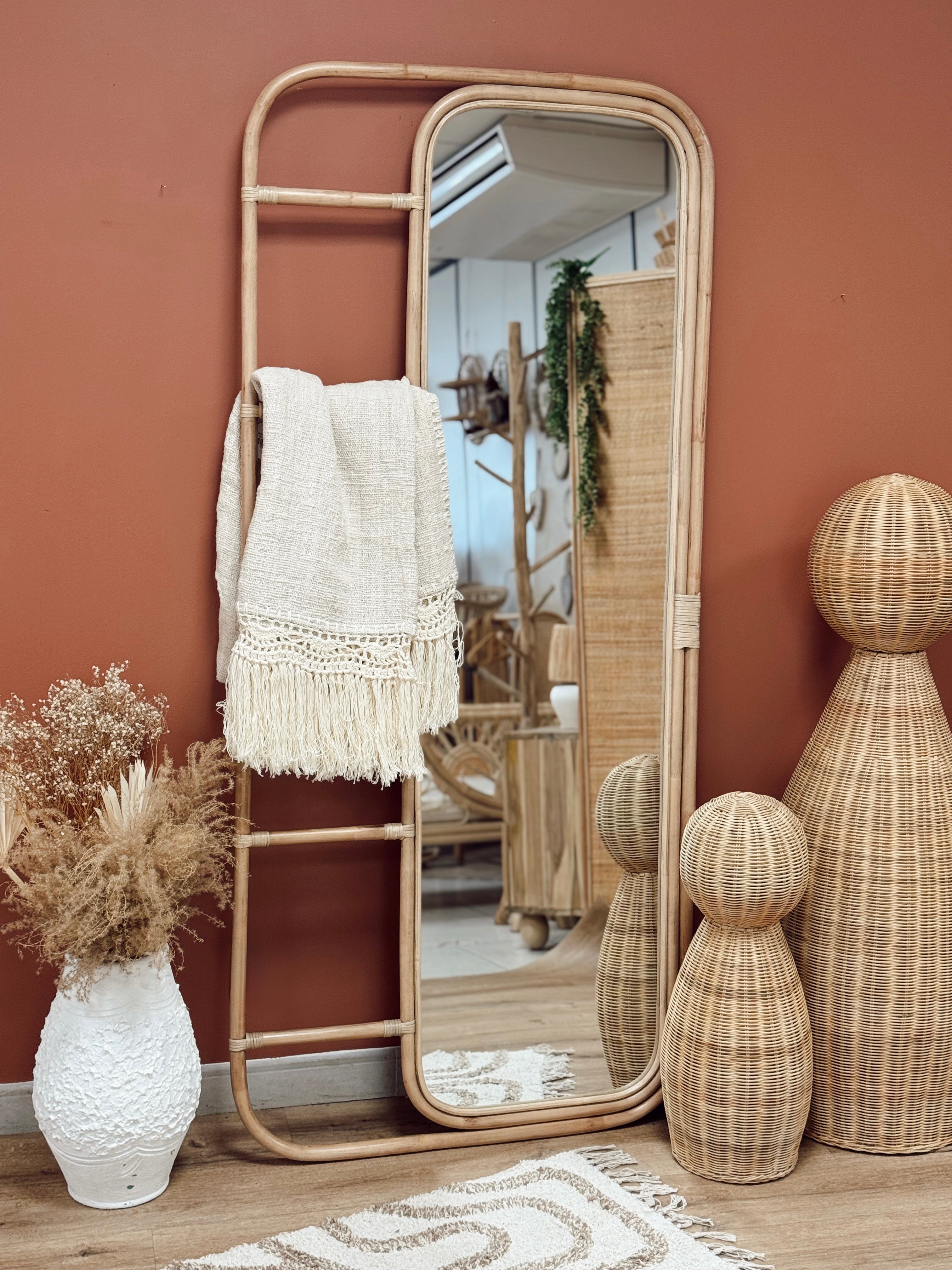 Miroir Sora en rotin