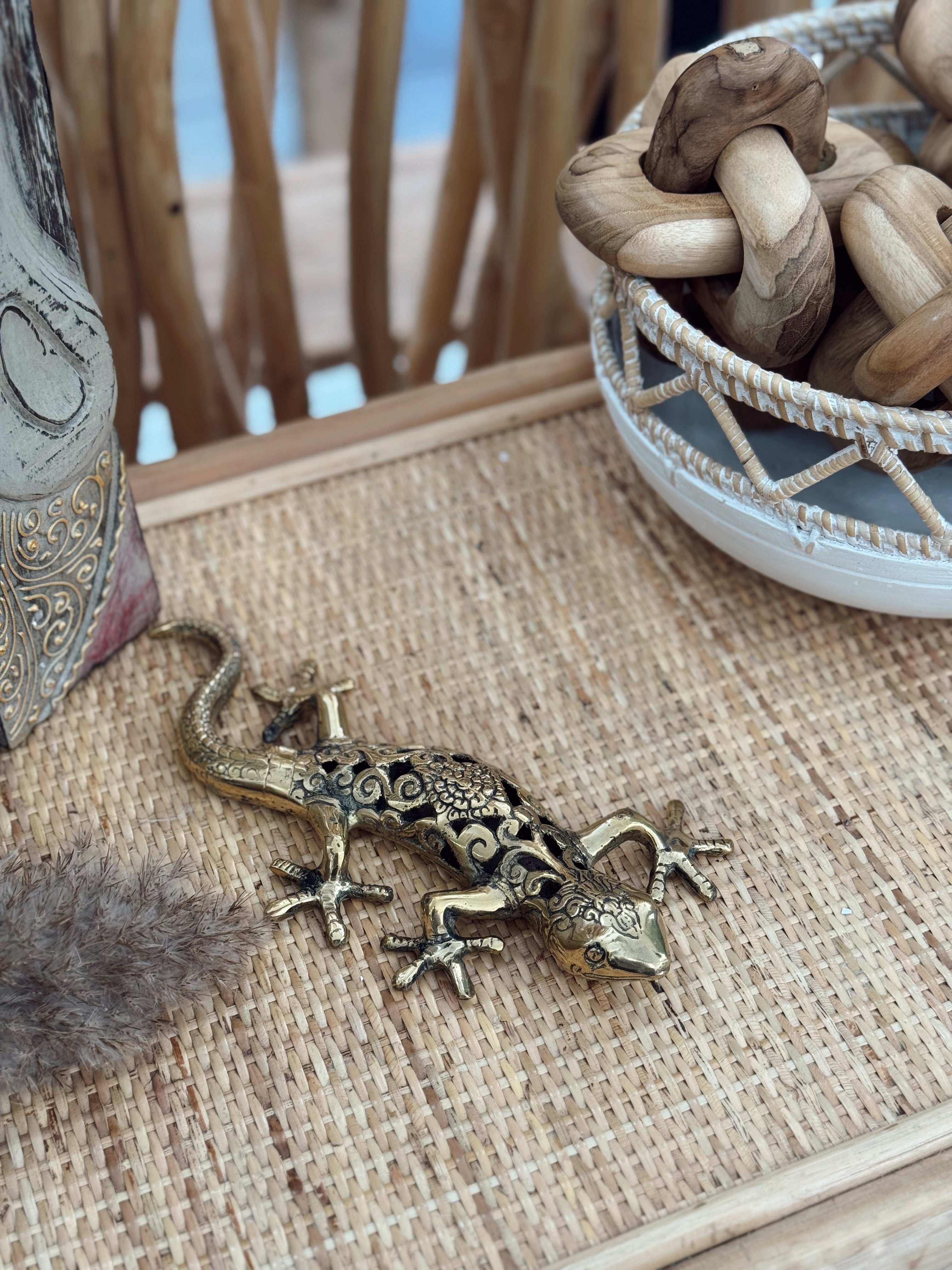 Sculpture Gecko en laiton