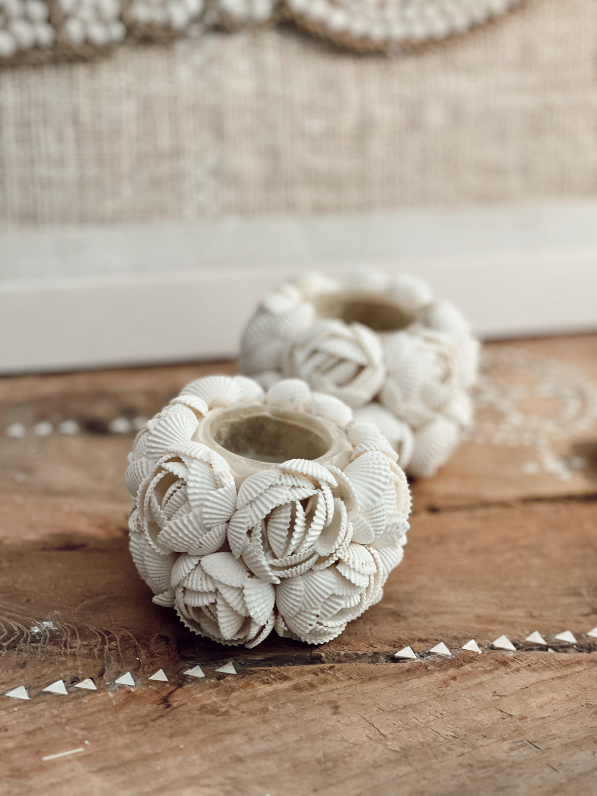 Bougeoir photophore en coquillages