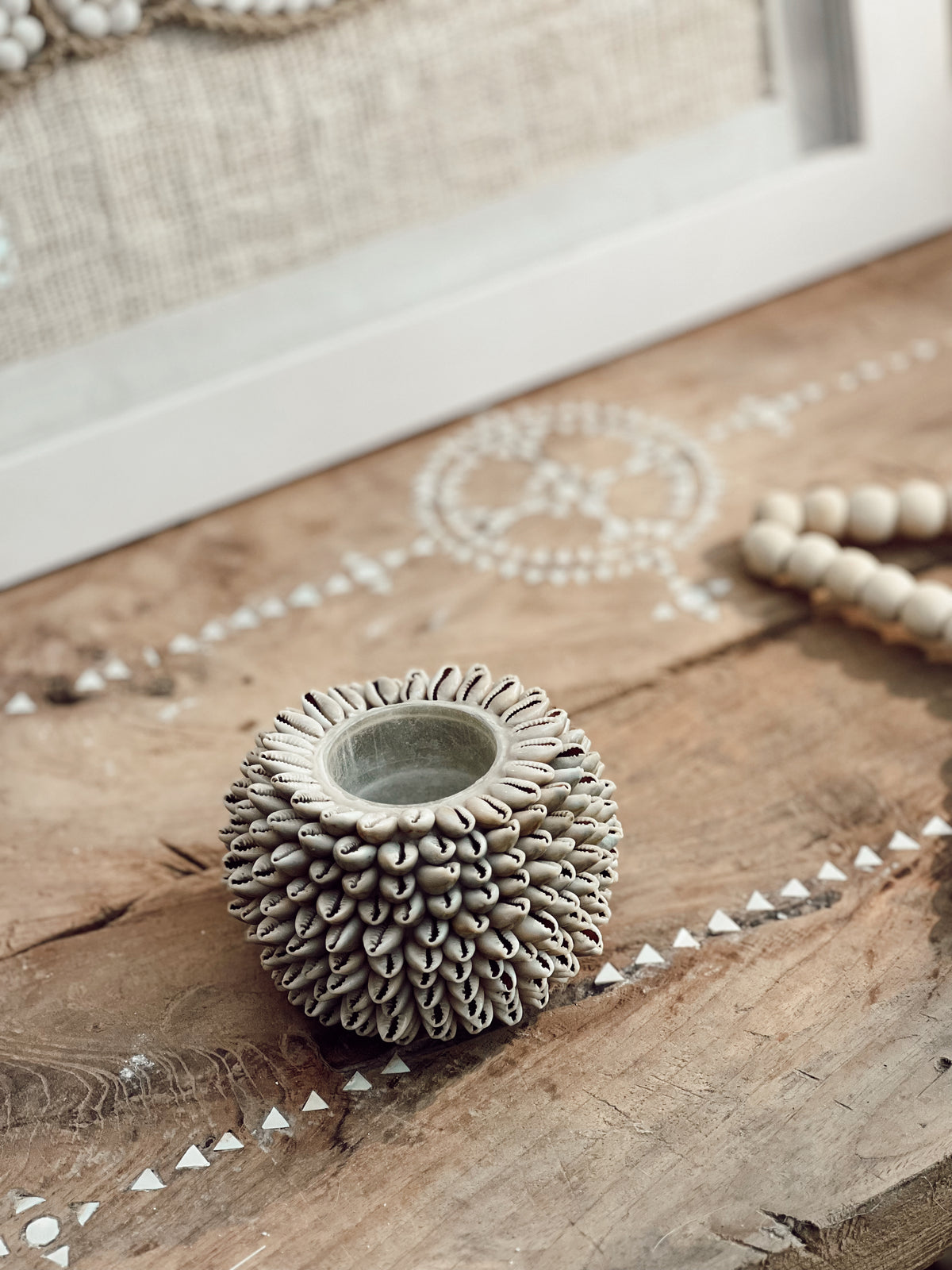 Bougeoir photophore en coquillages
