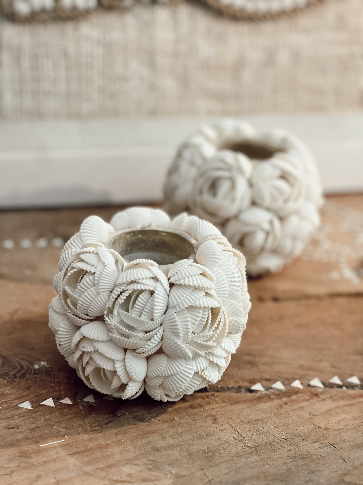 Bougeoir photophore en coquillages