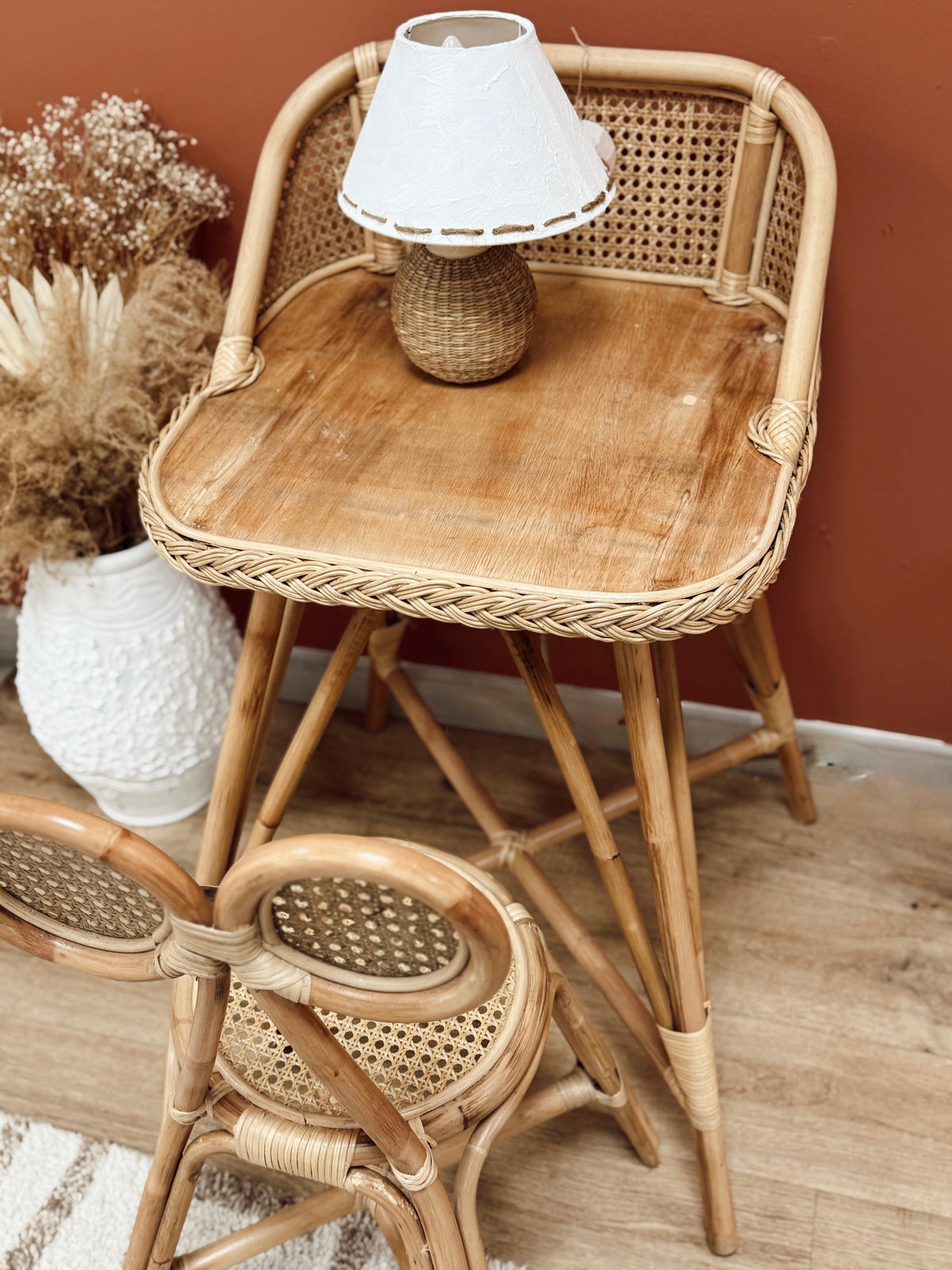 Ensemble bureau et chaise enfant en rotin Gili