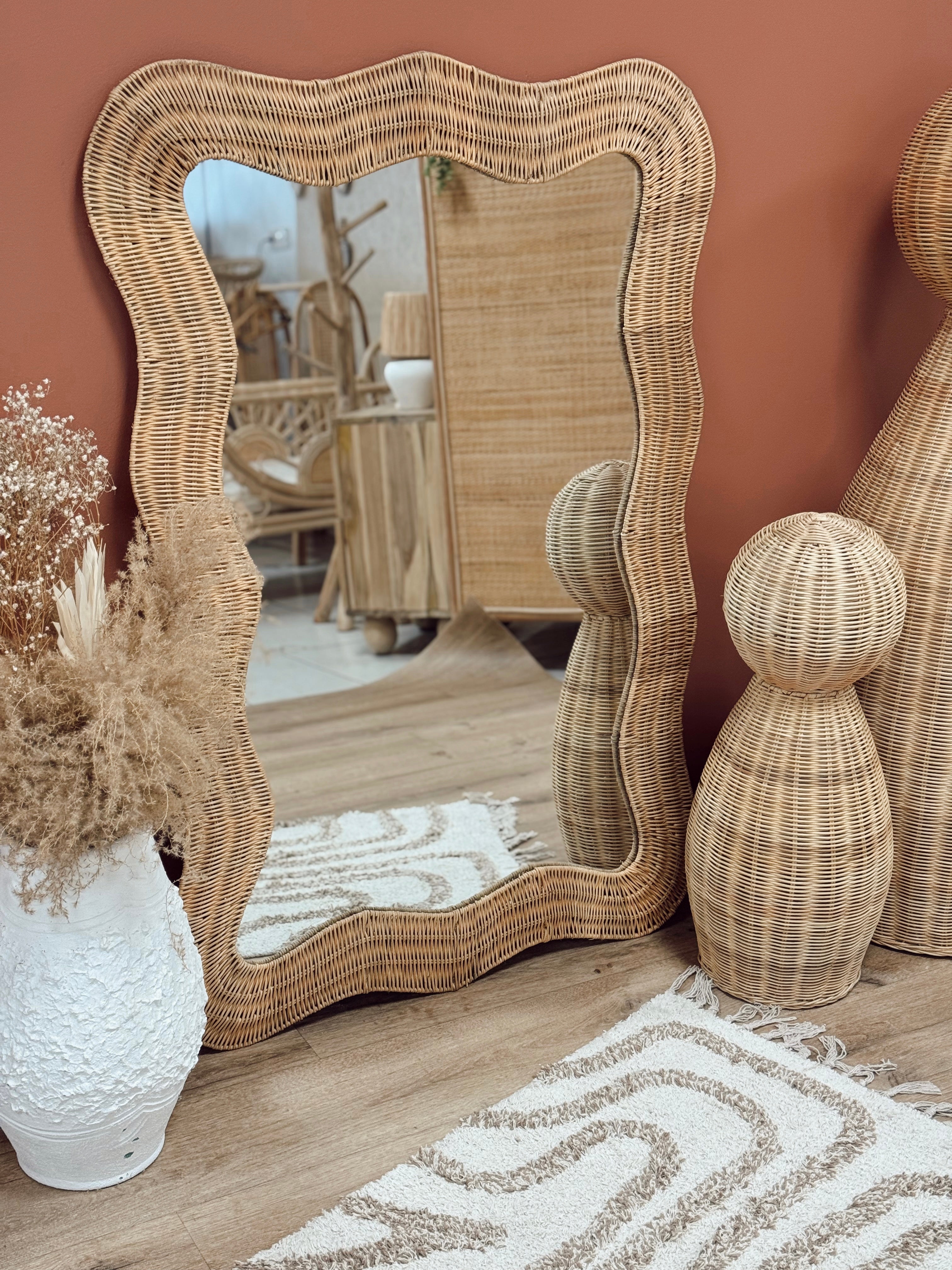 Miroir Zuma en rotin