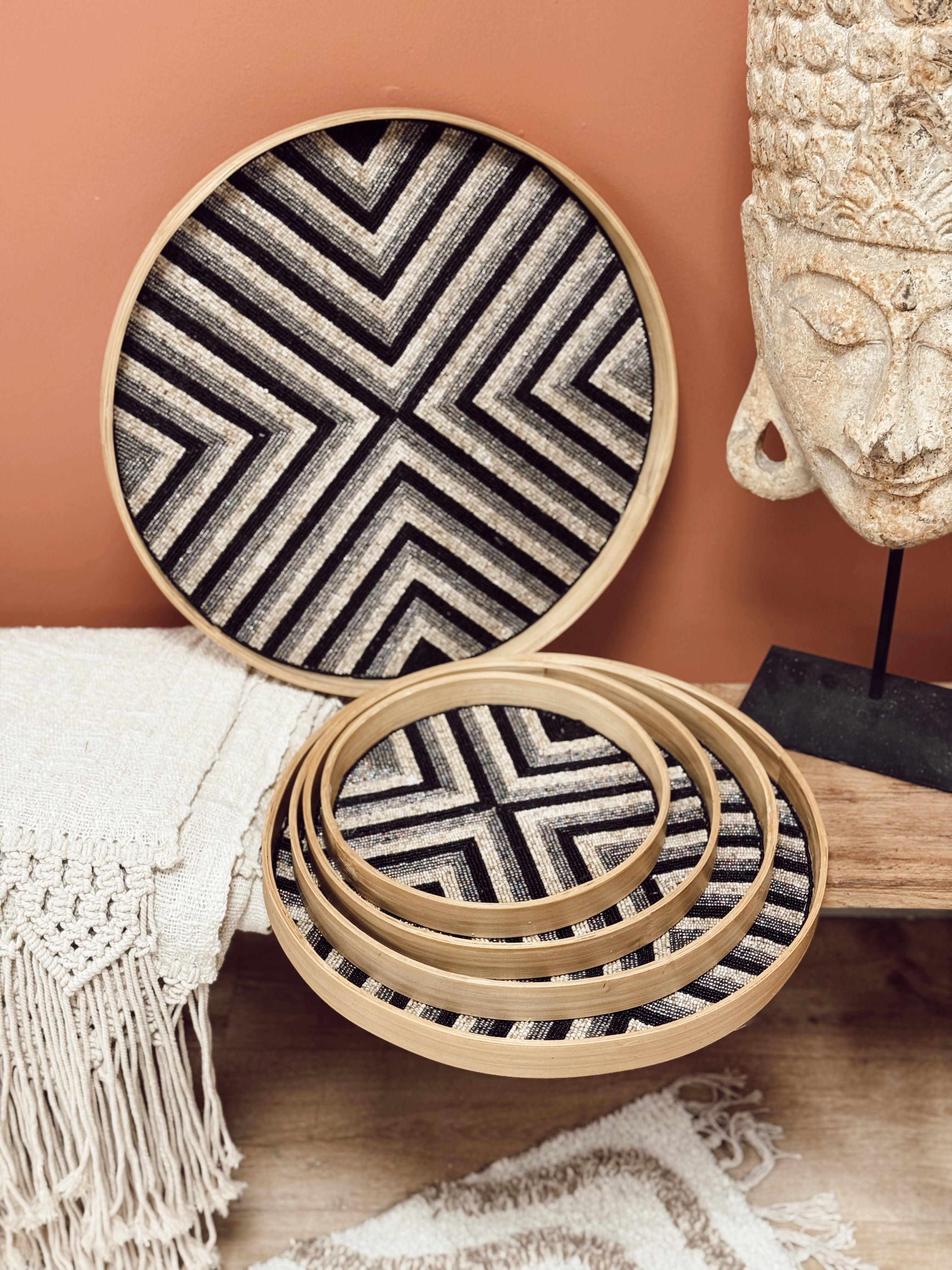 Plateau rond en perles