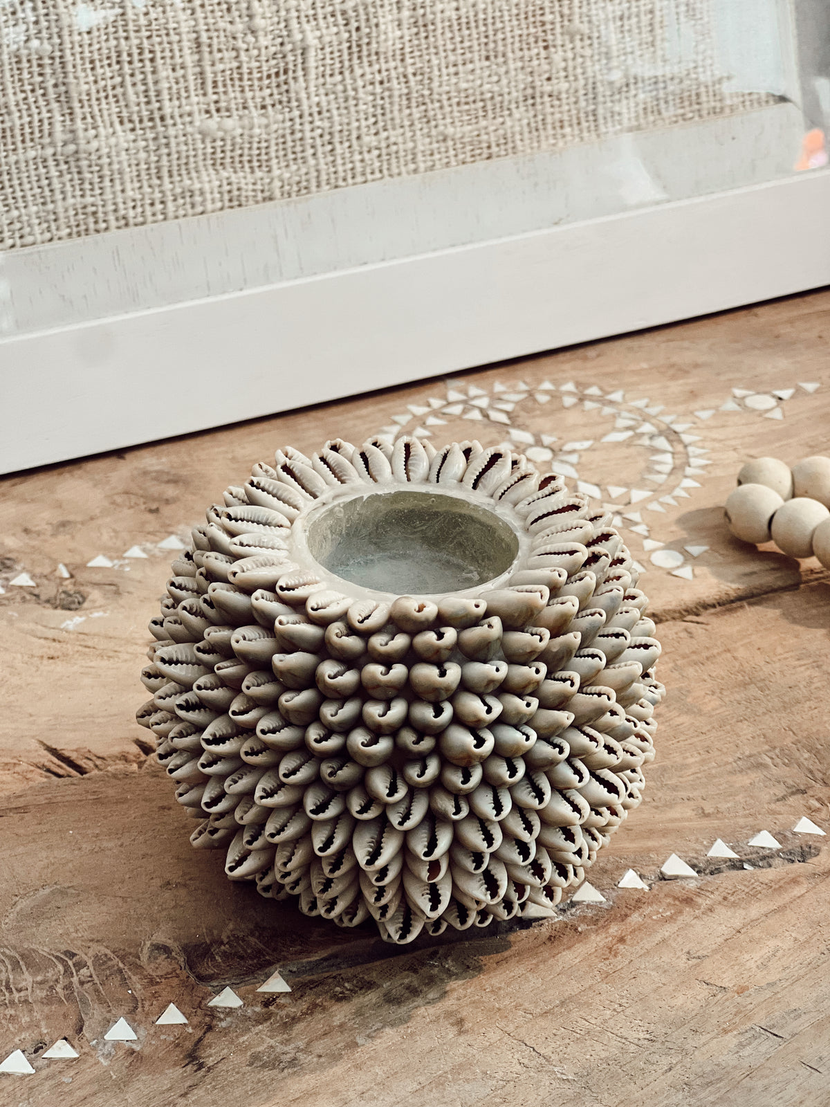 Bougeoir photophore en coquillages